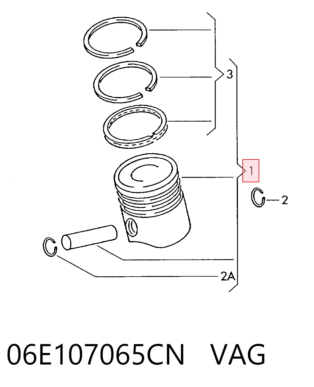 06E107065CN VAG Pistão do kit para 1 cilindro, STD