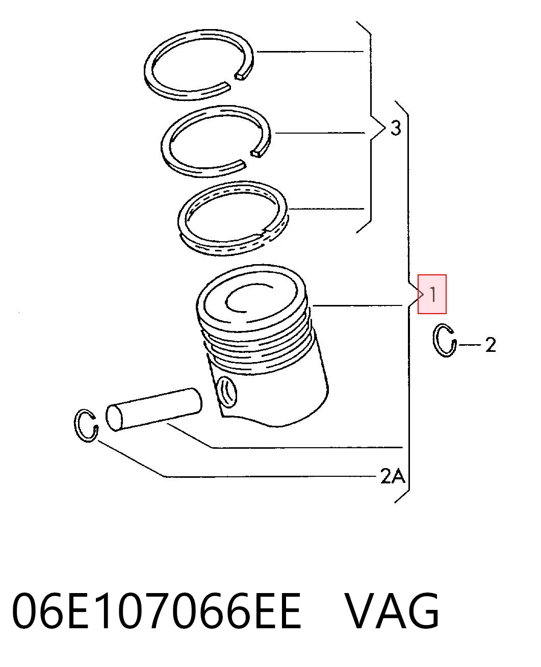 06E107066EE VAG Pistão do kit para 1 cilindro, STD