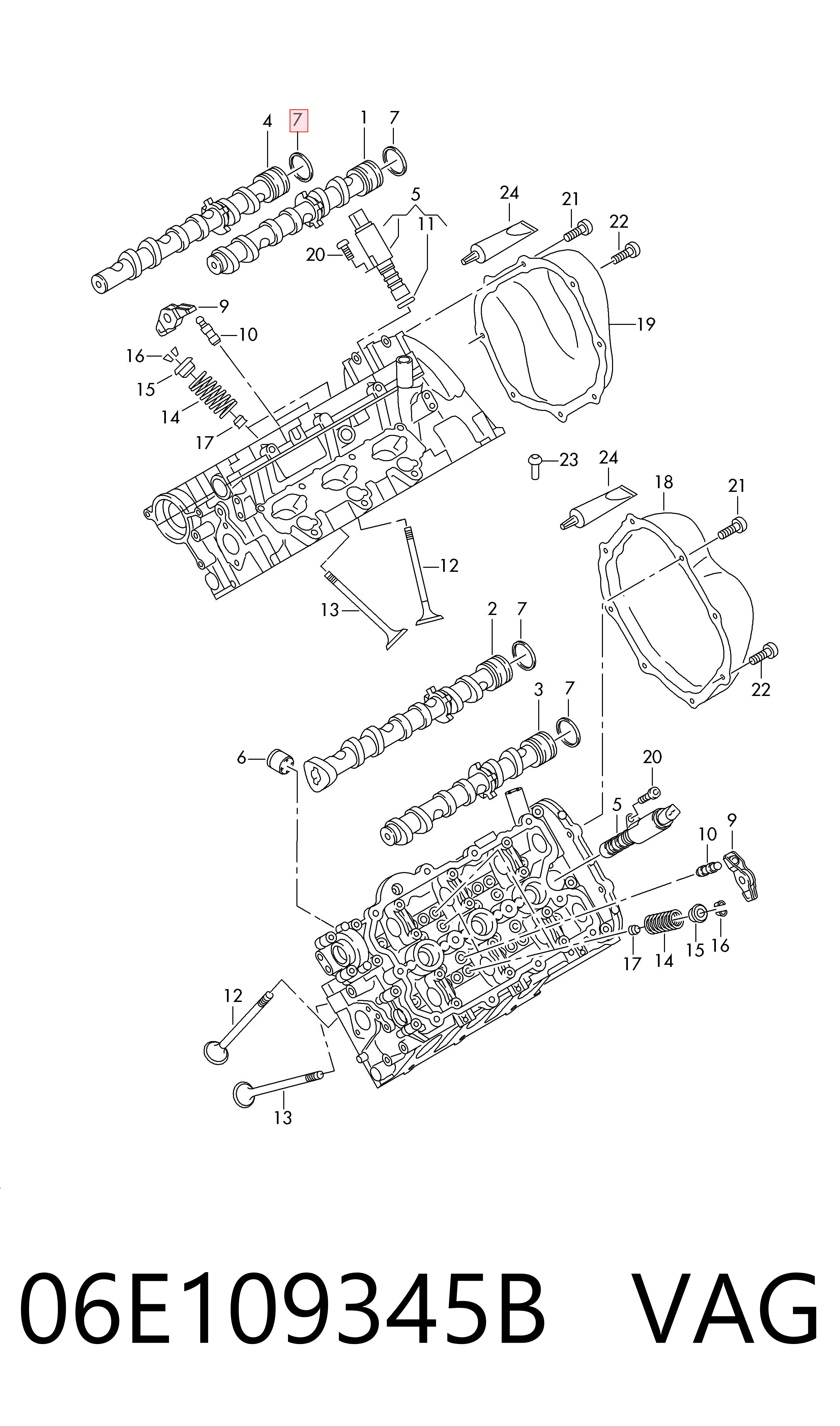 06E109345B VAG Vedação da árvore distribuidora de motor
