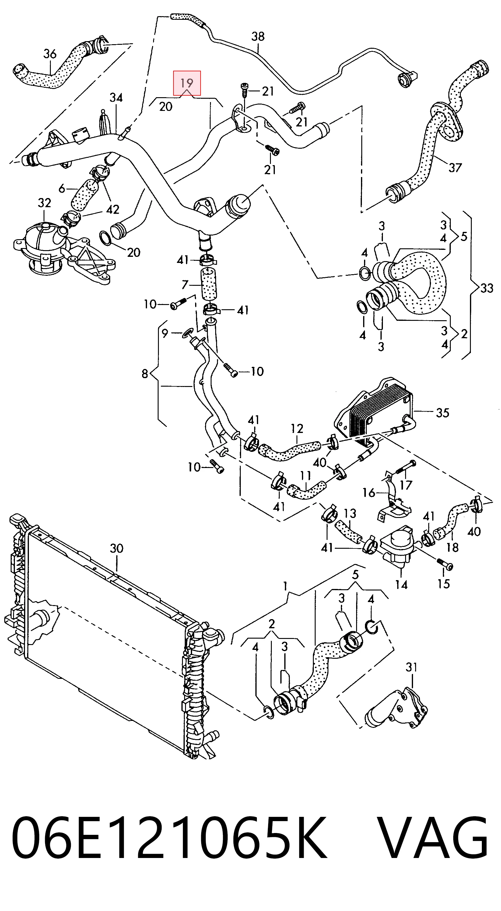 Mangueira (cano derivado) do sistema de esfriamento para Audi A7 4GA, 4GF