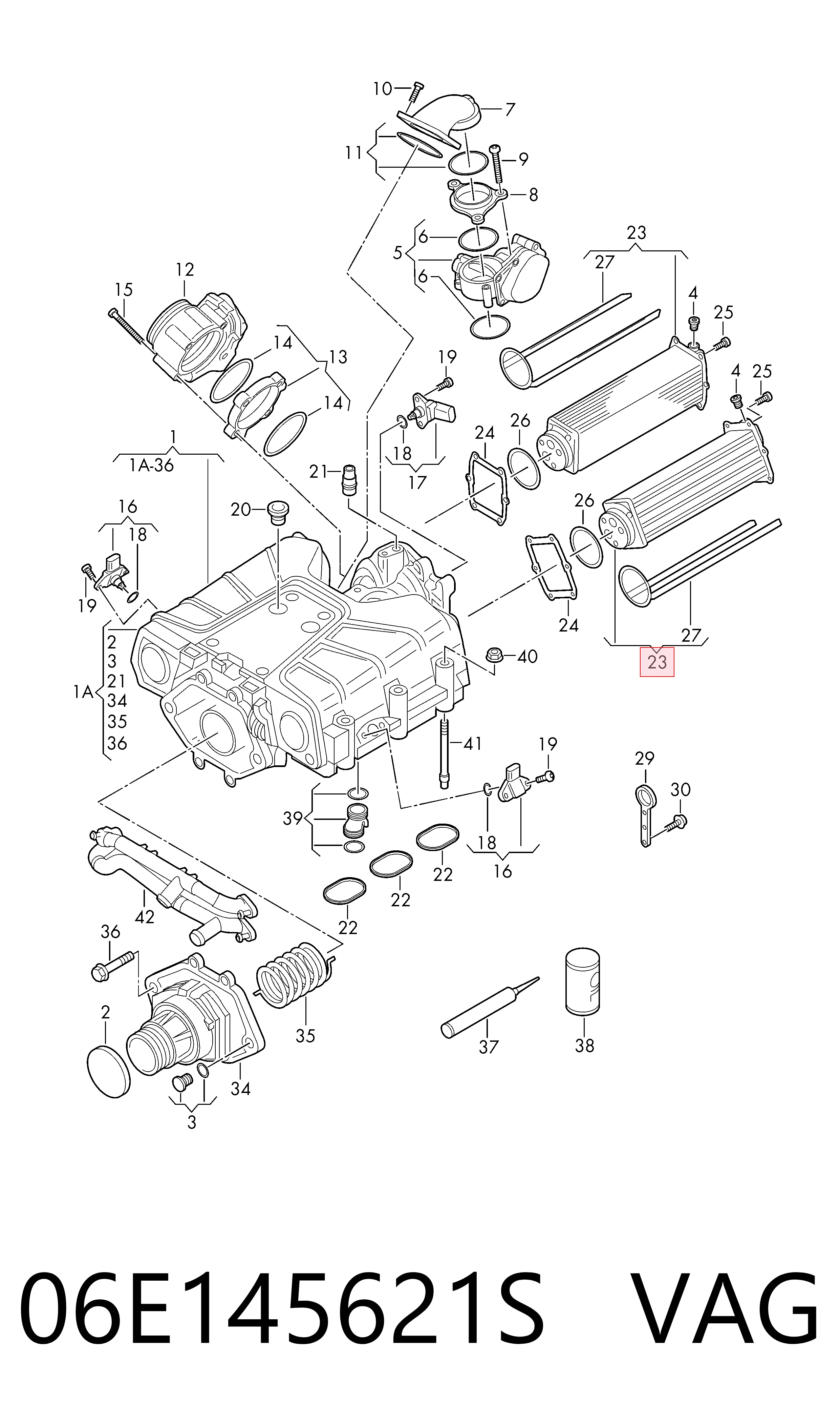 06E145621S VAG Radiador de intercooler