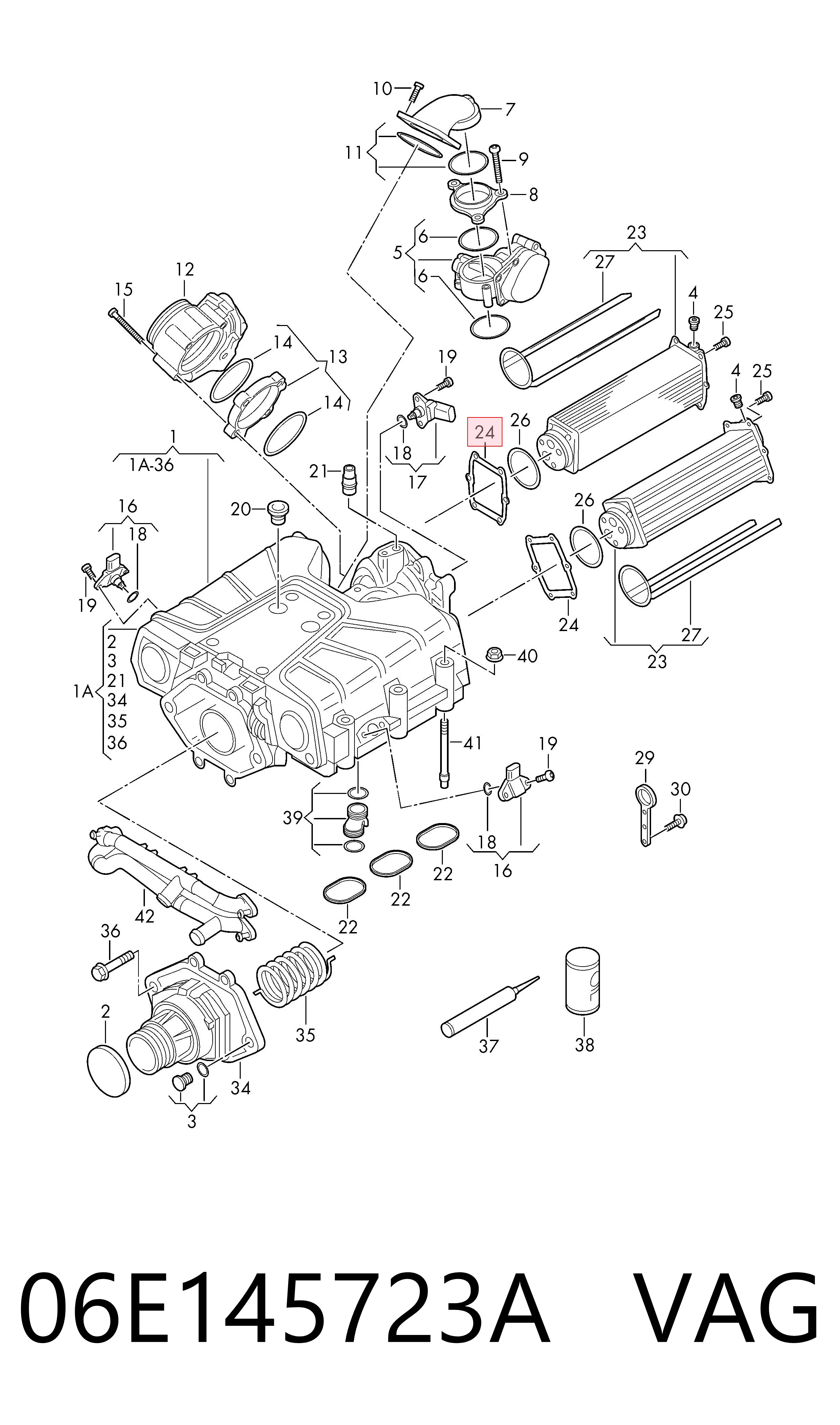 Anel de vedação (vedante) de cano derivado de intercooler VAG 06E145723A preço, a partir de 25,31 USD