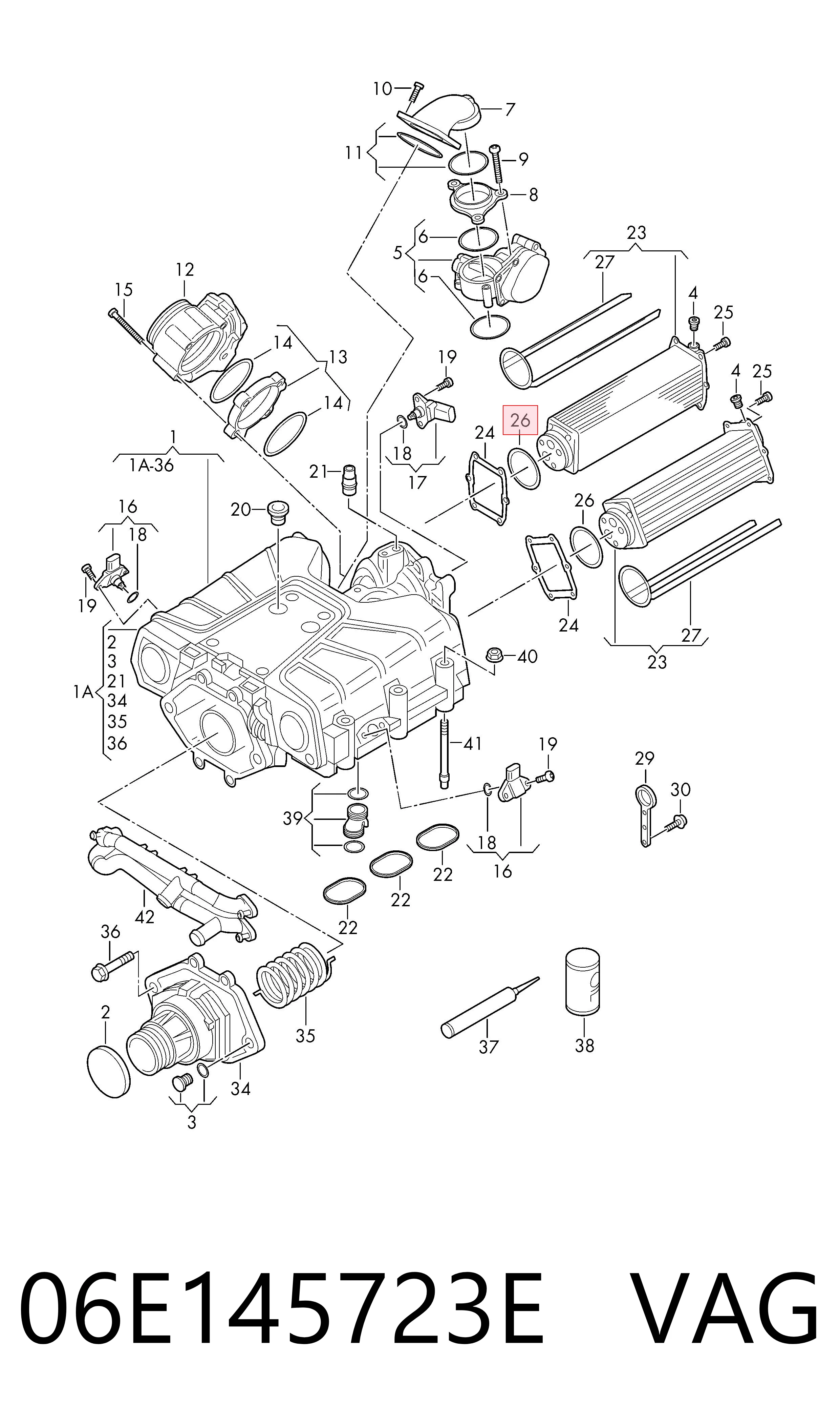 Anel de vedação (vedante) de cano derivado de intercooler VAG 06E145723E preço, a partir de 24,00 USD
