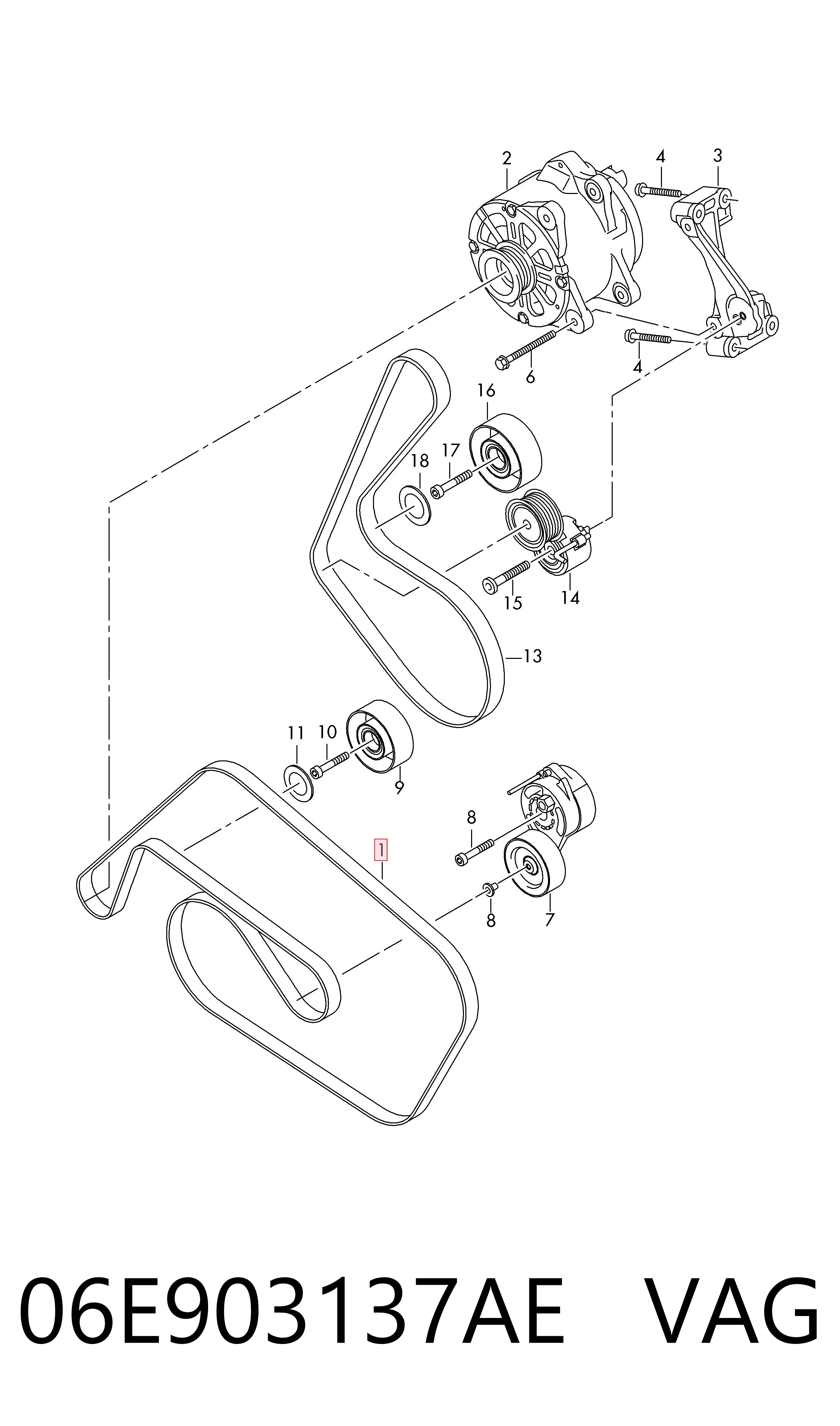 Compre 06E903137AE VAG Correia dos conjuntos de transmissão
