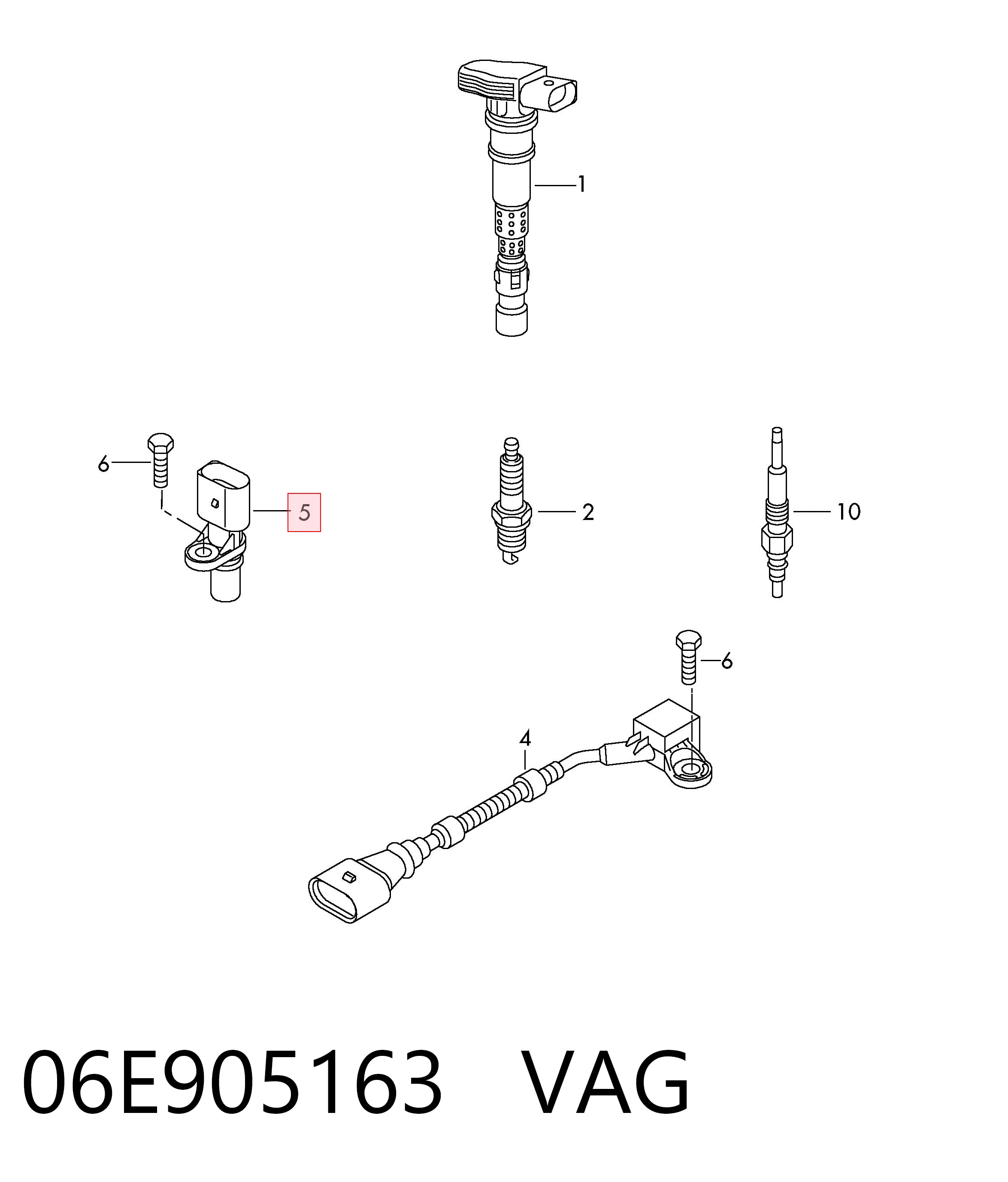 06E905163 VAG Sensor de posição da árvore distribuidora