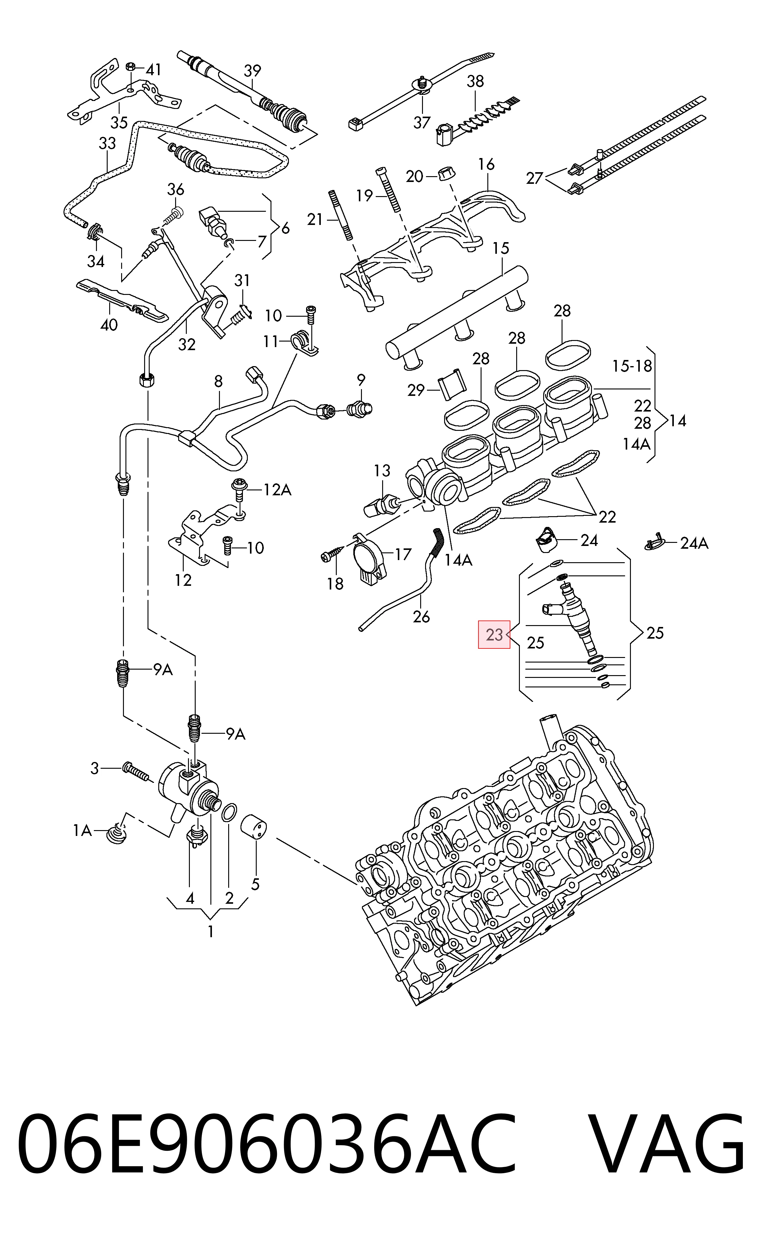 06E906036AC VAG Injetor de injeção de combustível