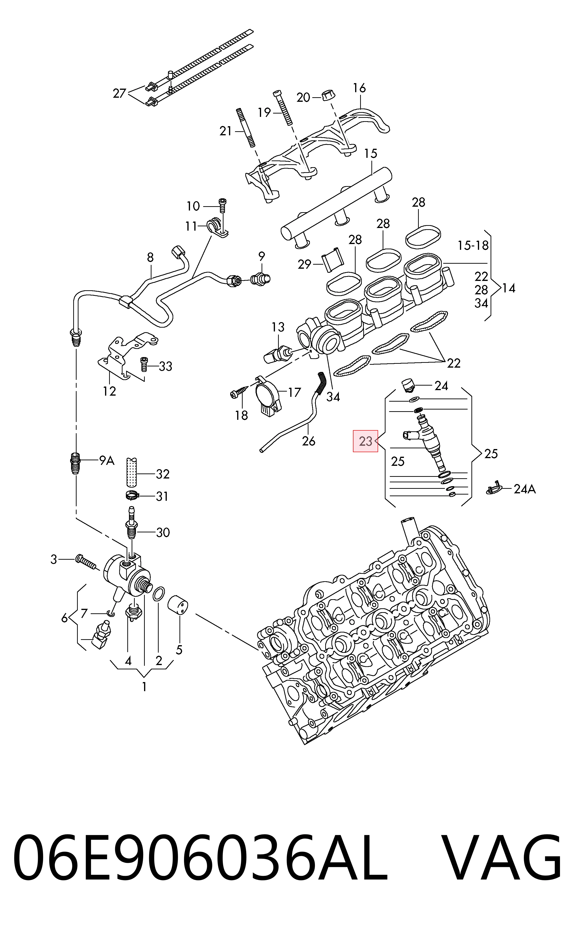 06E906036AL VAG Injetor de injeção de combustível