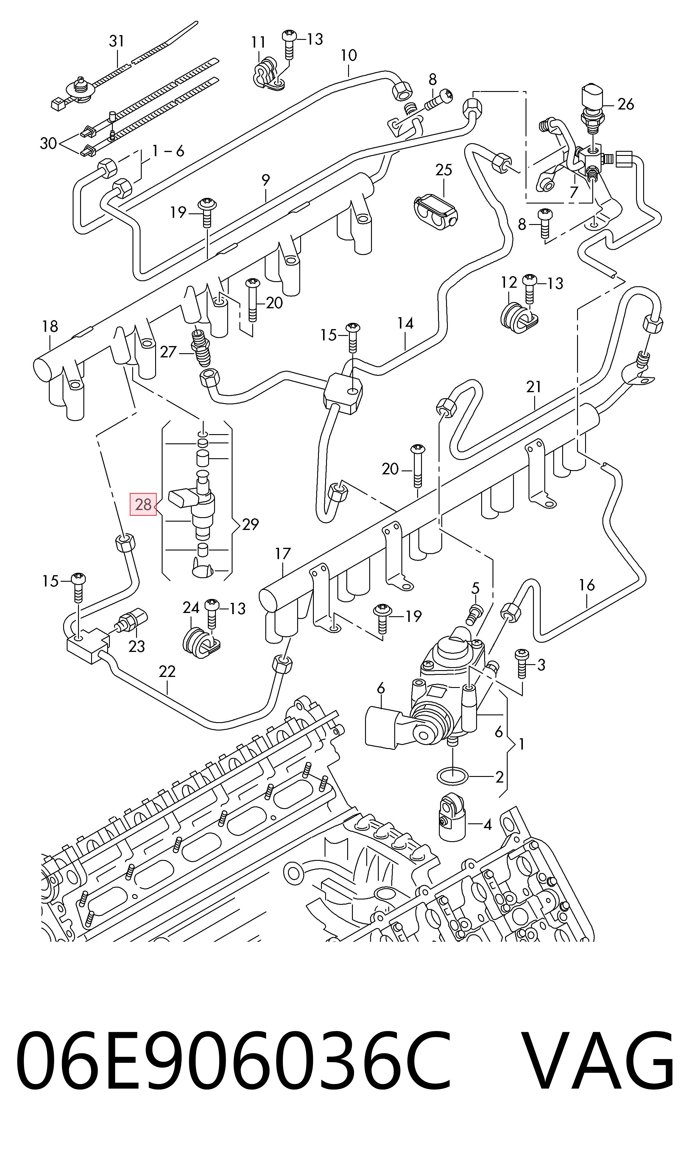06E906036C VAG Injetor de injeção de combustível