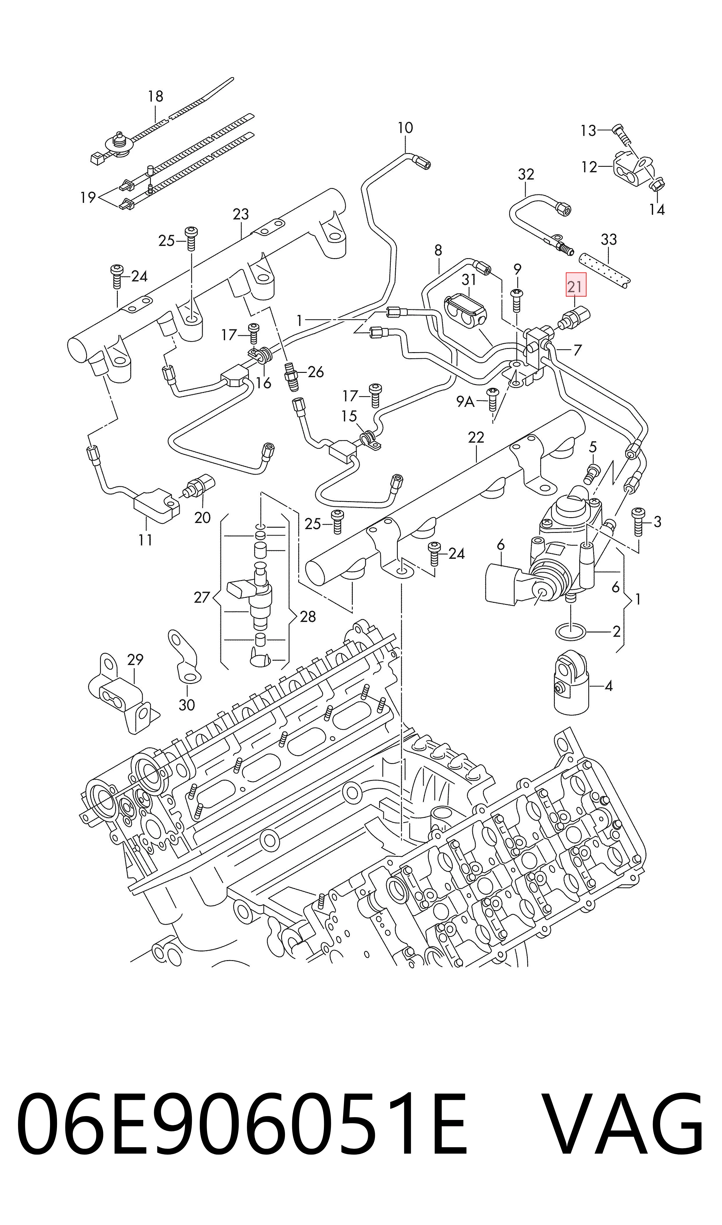 06E906051E VAG Sensor de pressão de combustível