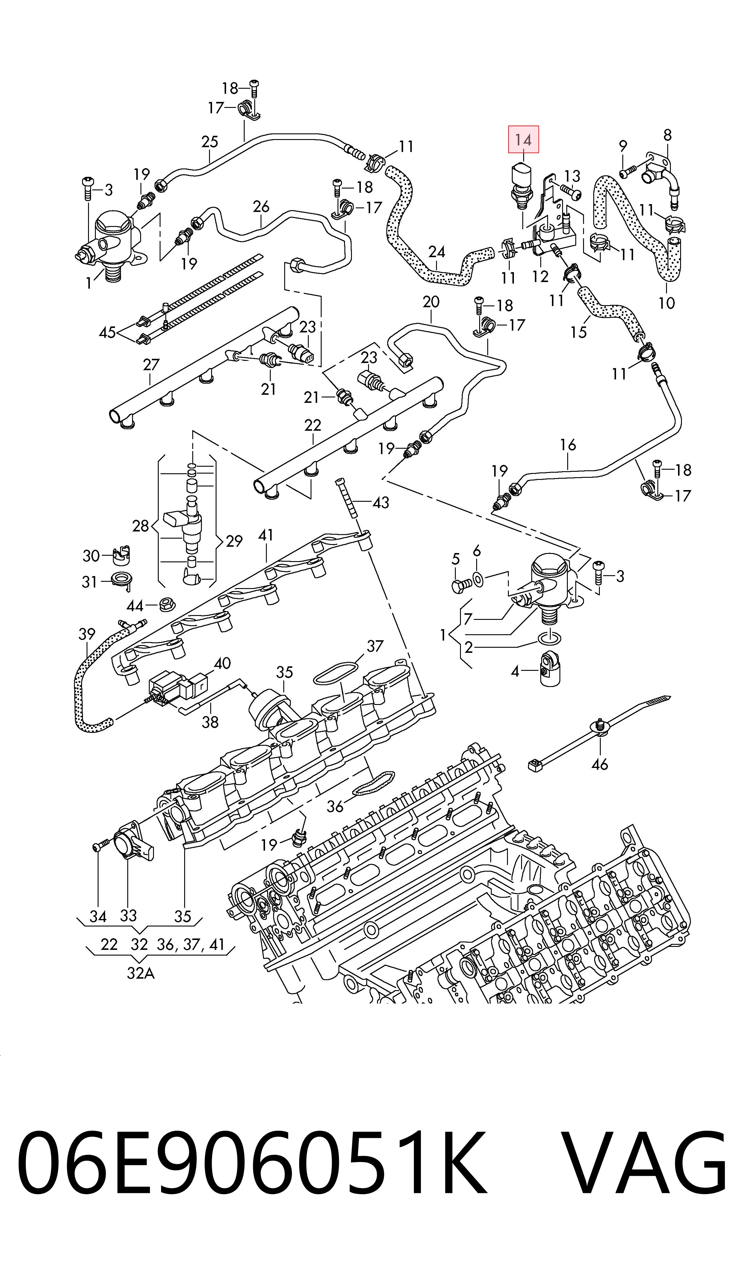 06E906051K VAG Sensor de pressão de combustível