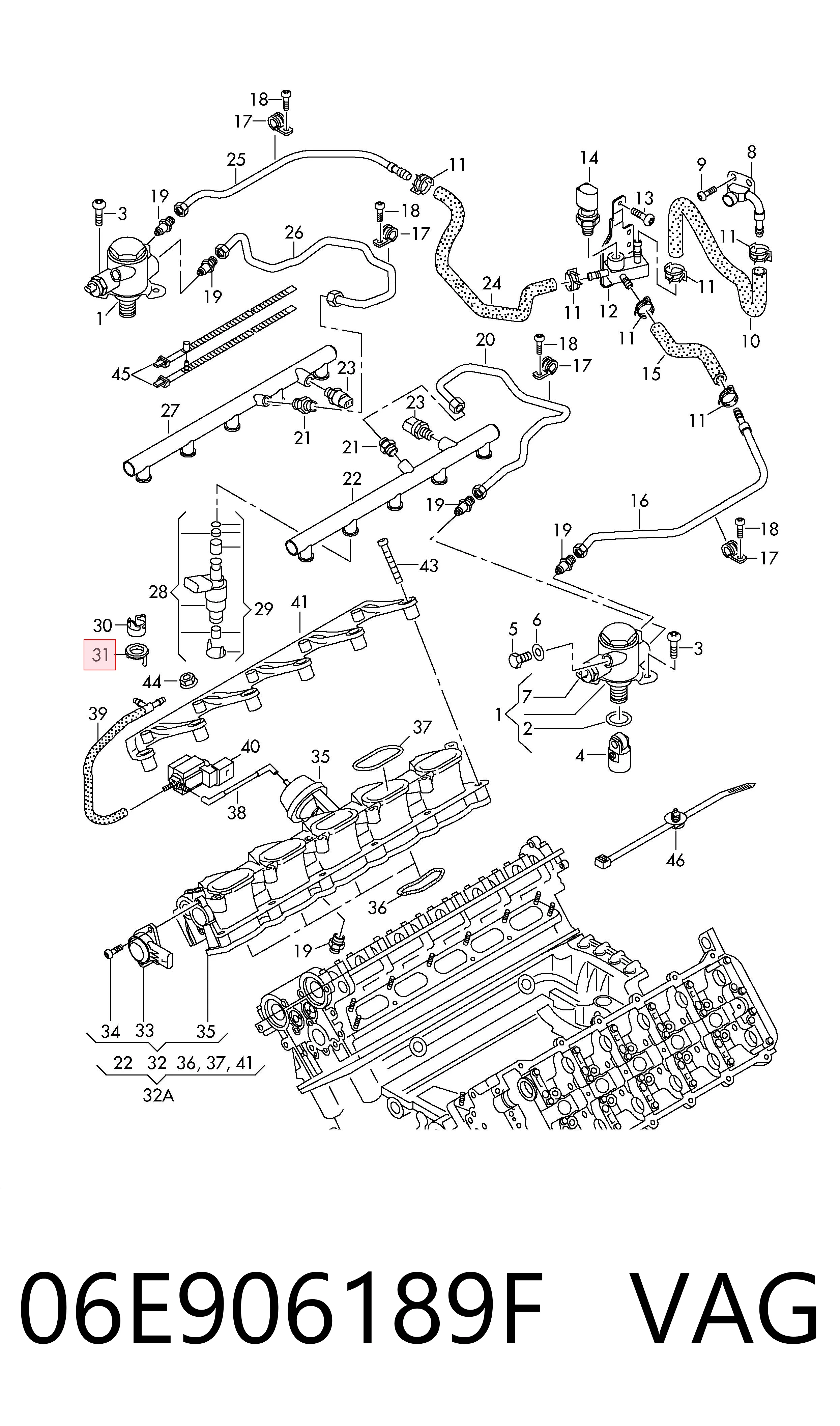 06E906189F VAG Consola de fixação do injetor
