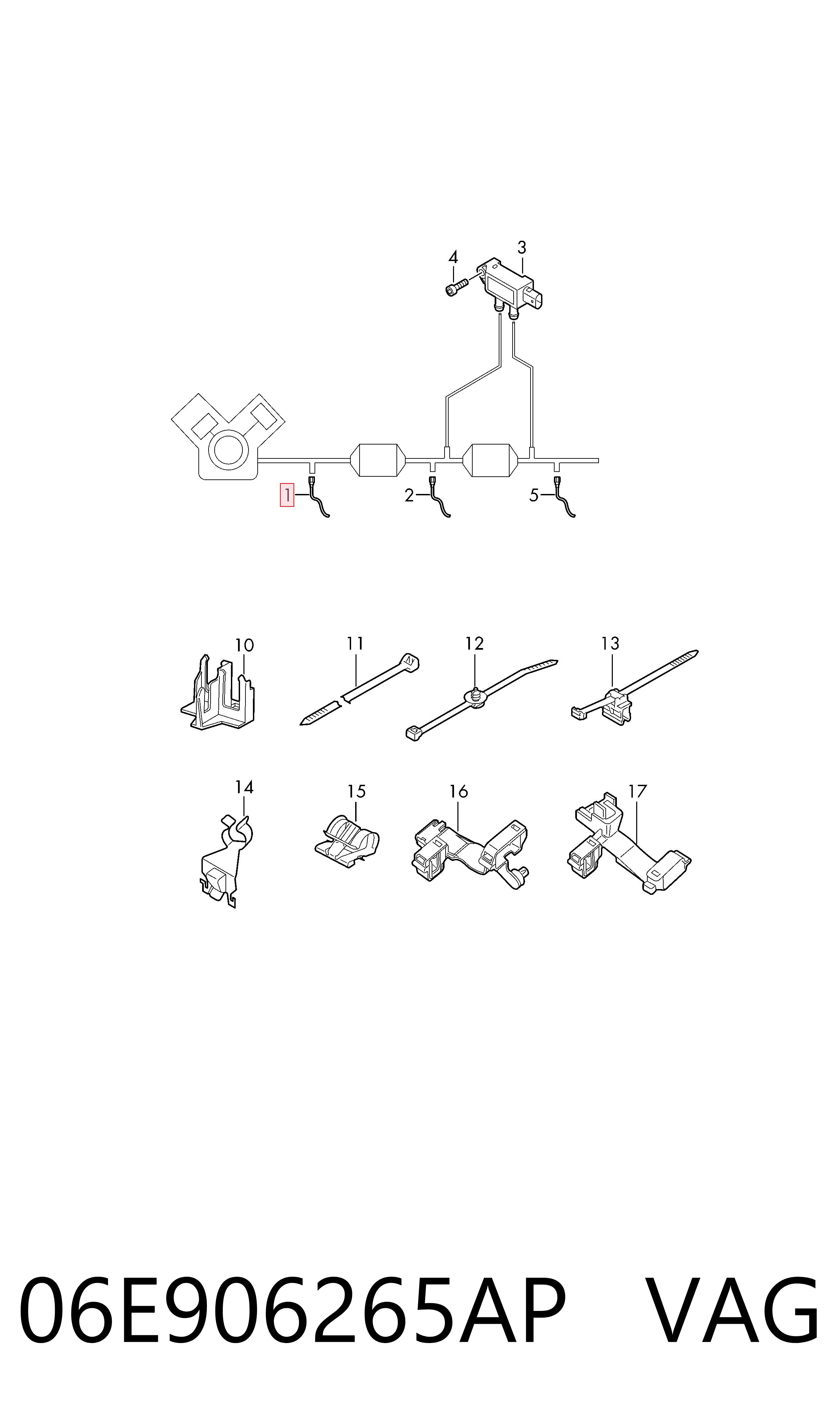 06E906265AP VAG Sonda lambda, sensor de oxigênio até o catalisador