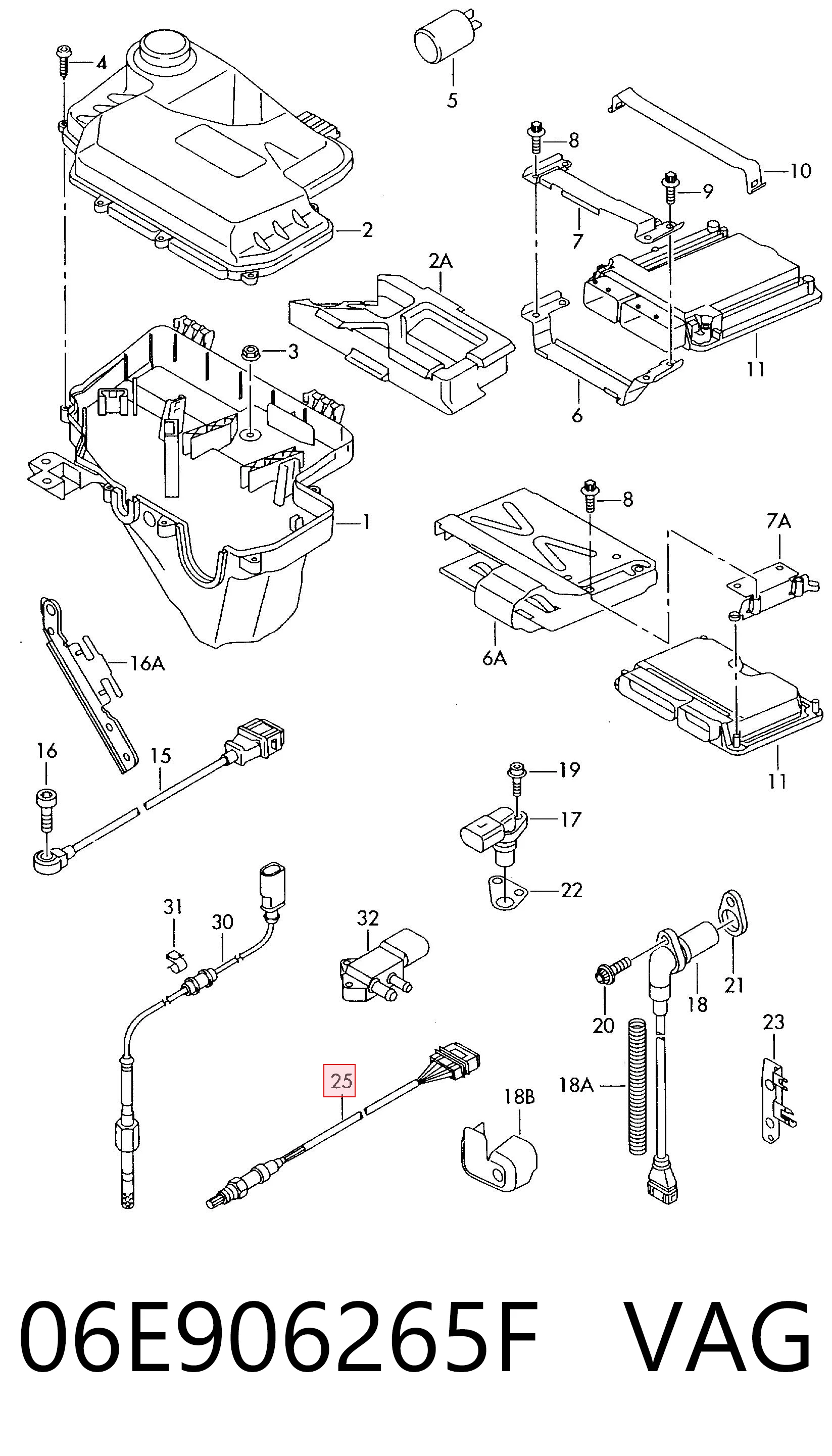 06E906265F VAG Sonda lambda, sensor de oxigênio até o catalisador