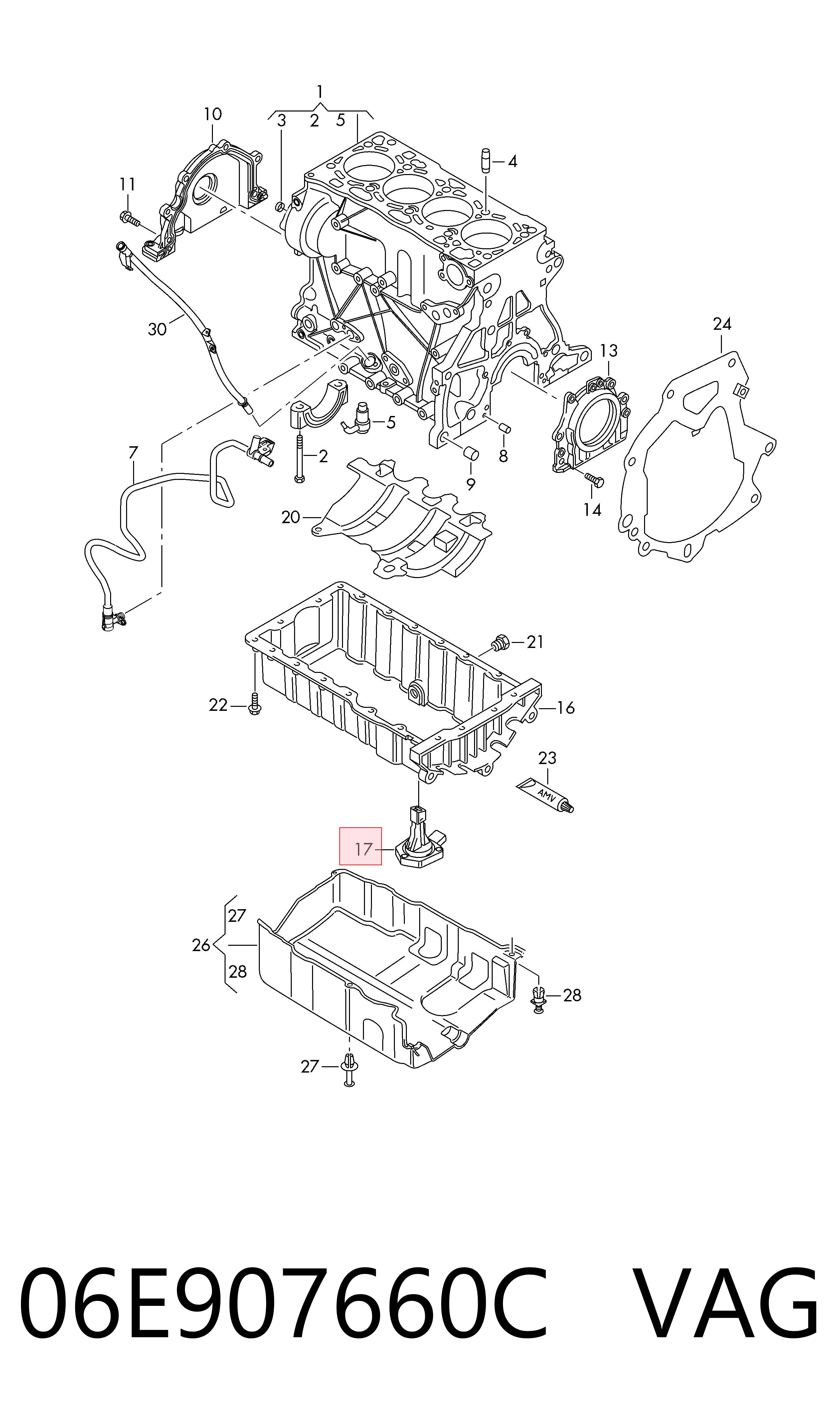 06E907660C VAG Sensor do nível de óleo de motor