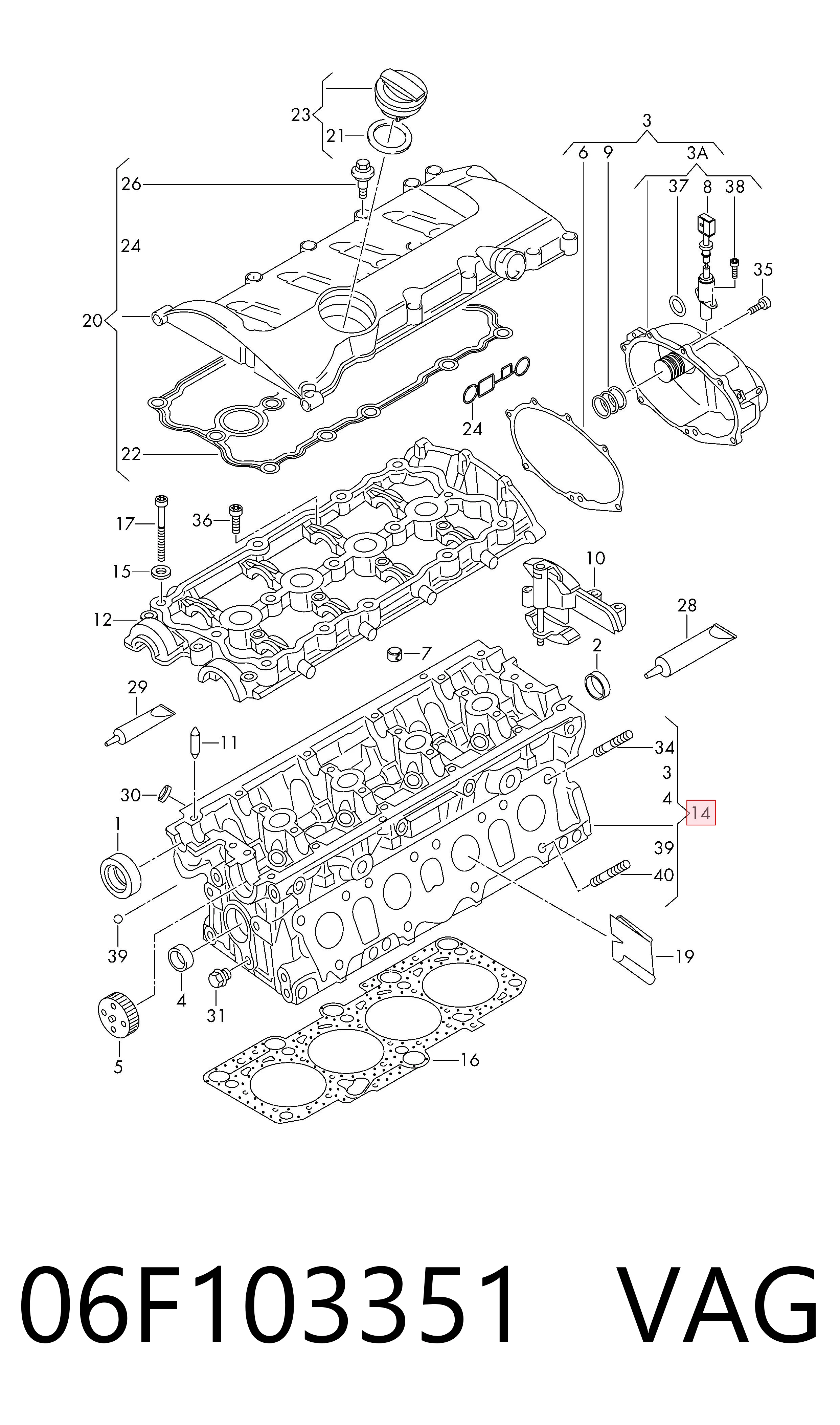 Cabeça de motor (CBC) para Seat Exeo 3R5