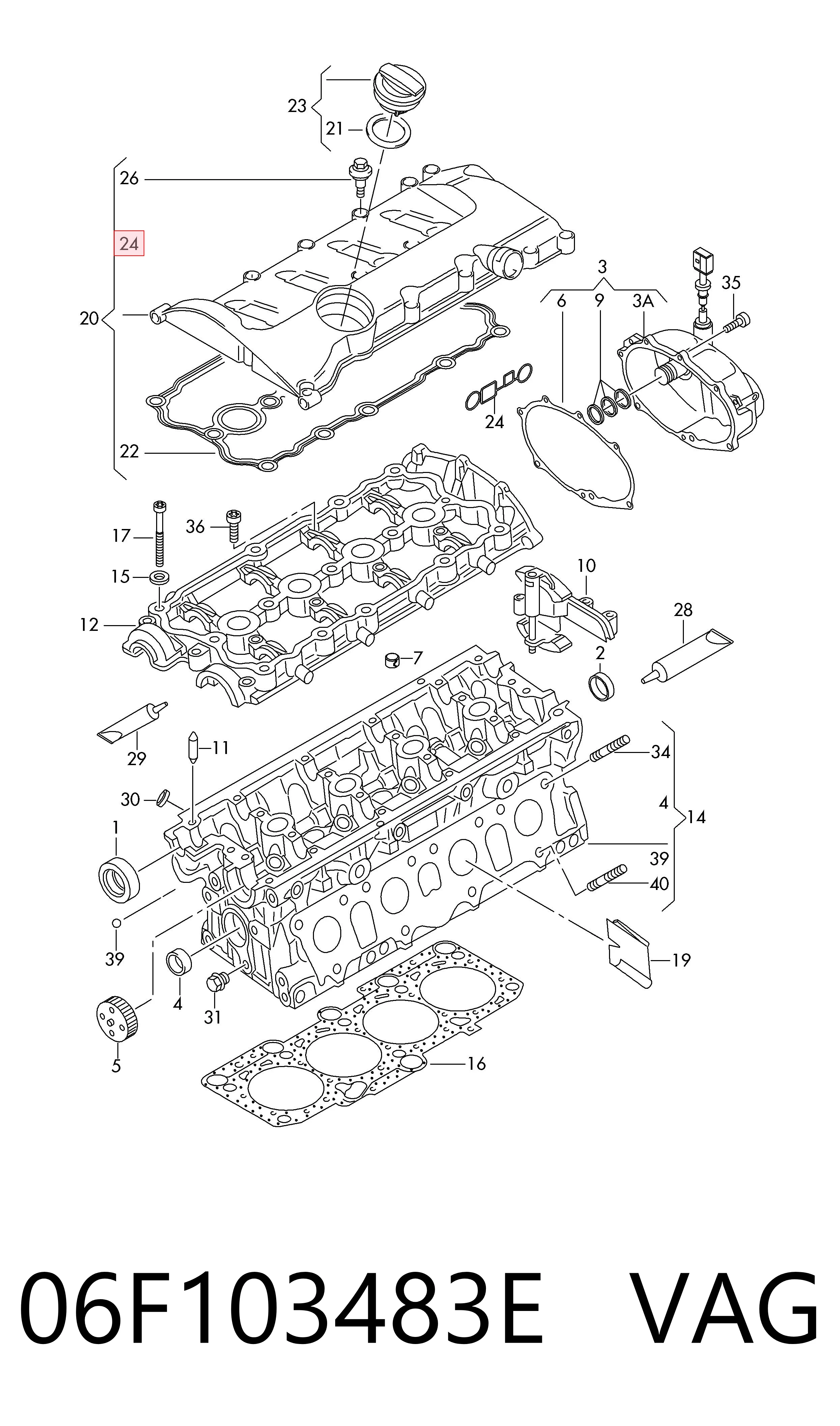 Compre 06F103483E VAG Vedante de válvula EGR de recirculação