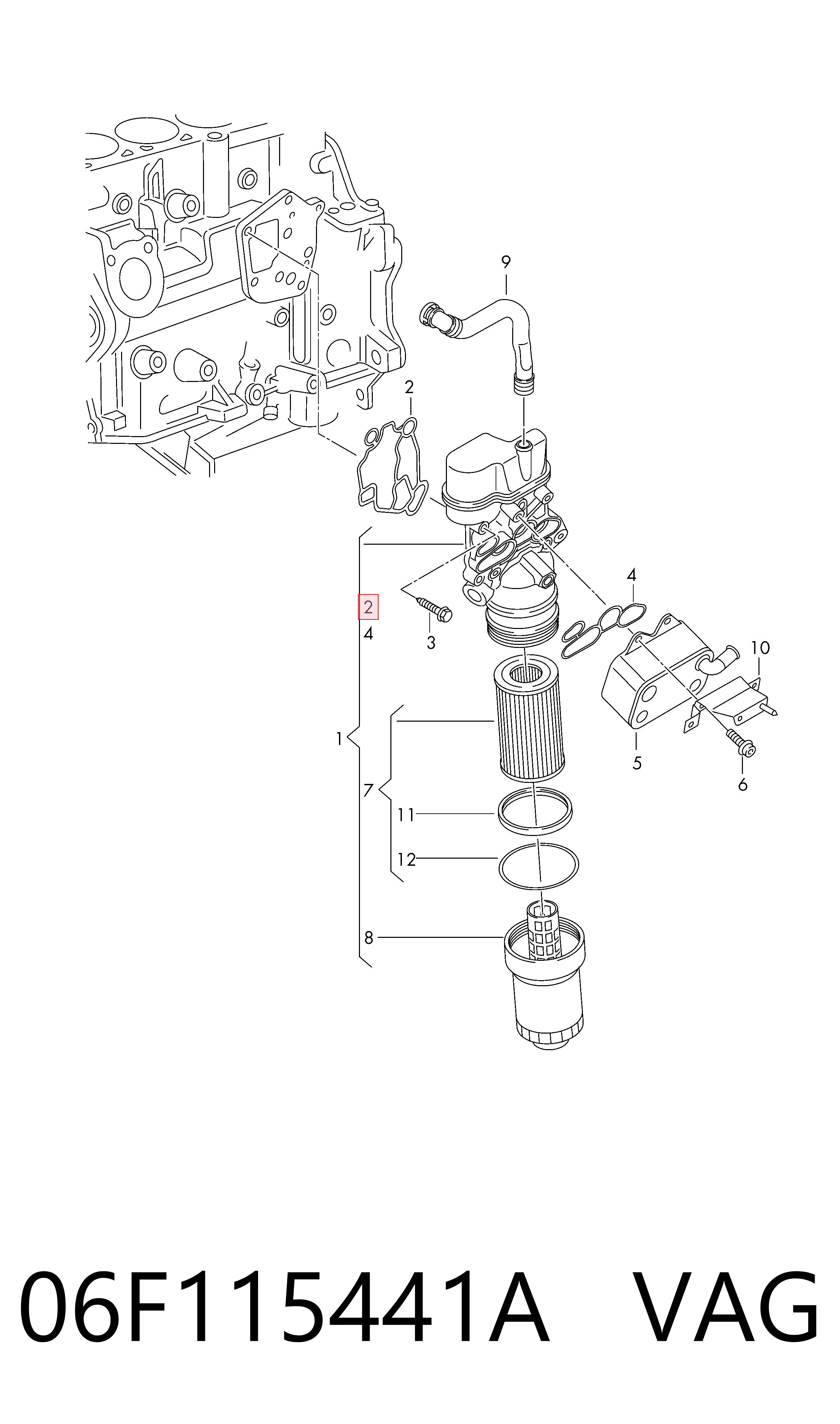 06F115441A VAG Vedante de adaptador do filtro de óleo