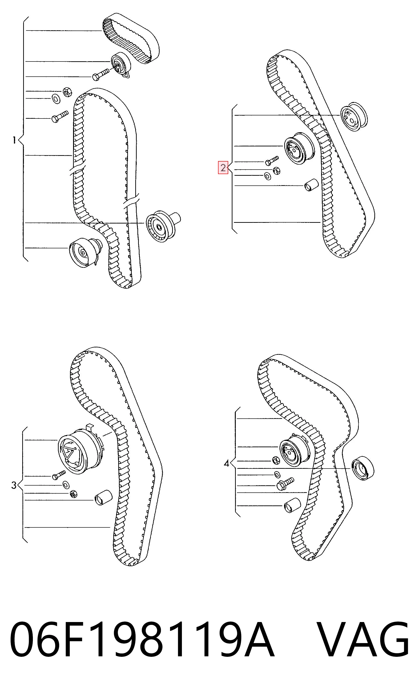06F198119A VAG Correia do mecanismo de distribuição de gás, kit