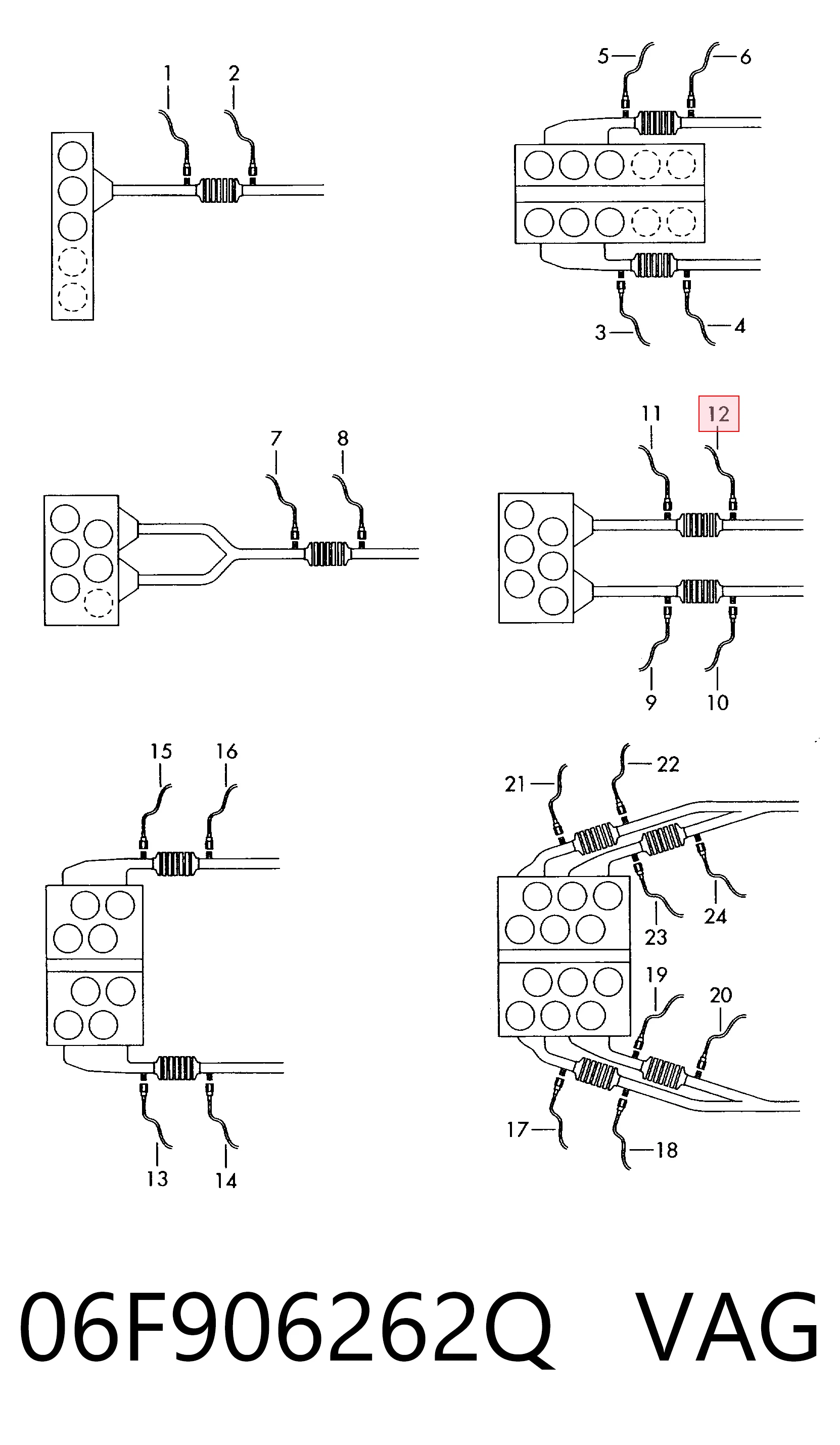 06F906262Q VAG Sonda lambda, sensor direito de oxigênio depois de catalisador