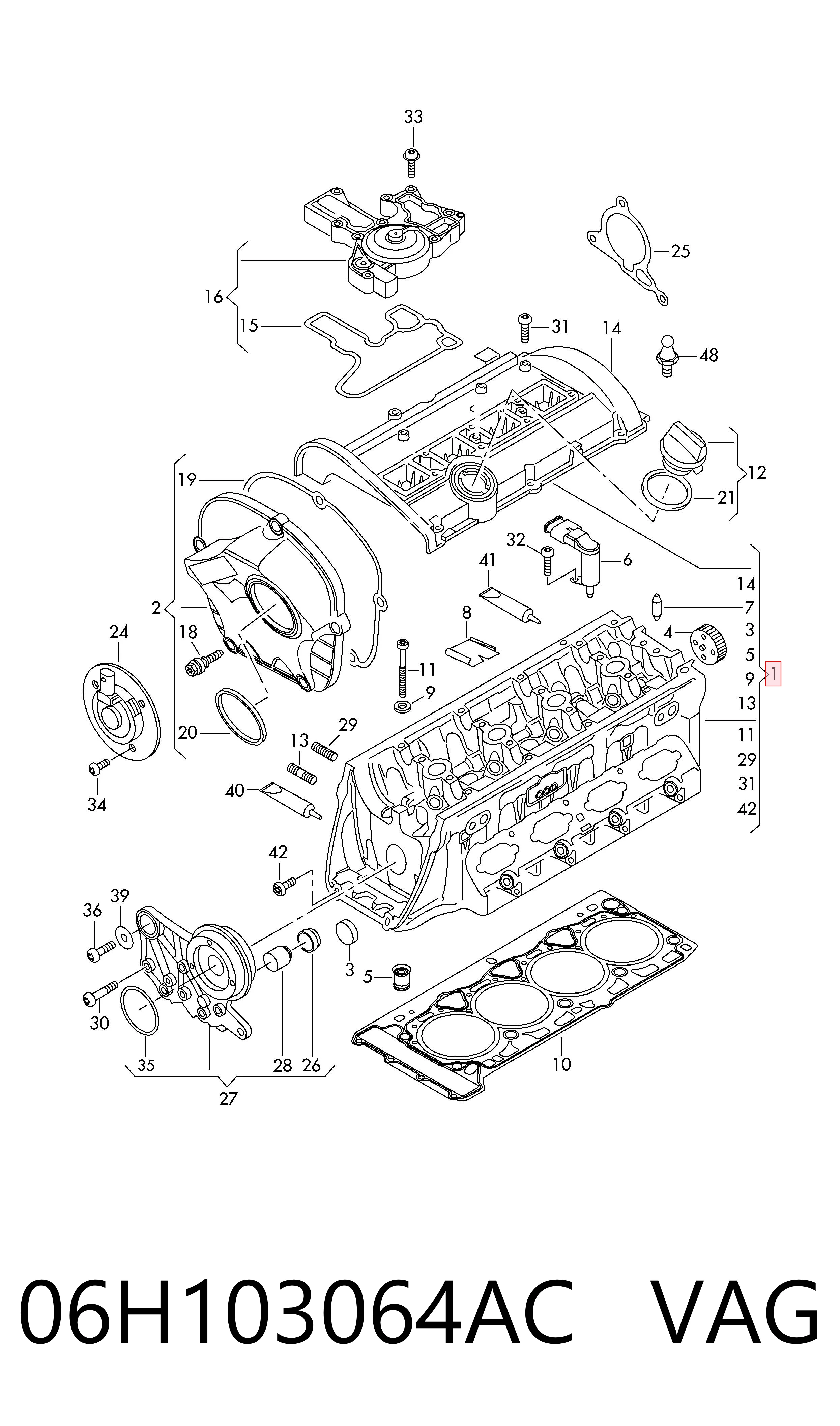 06H103064AC VAG Cabeça de motor (CBC)
