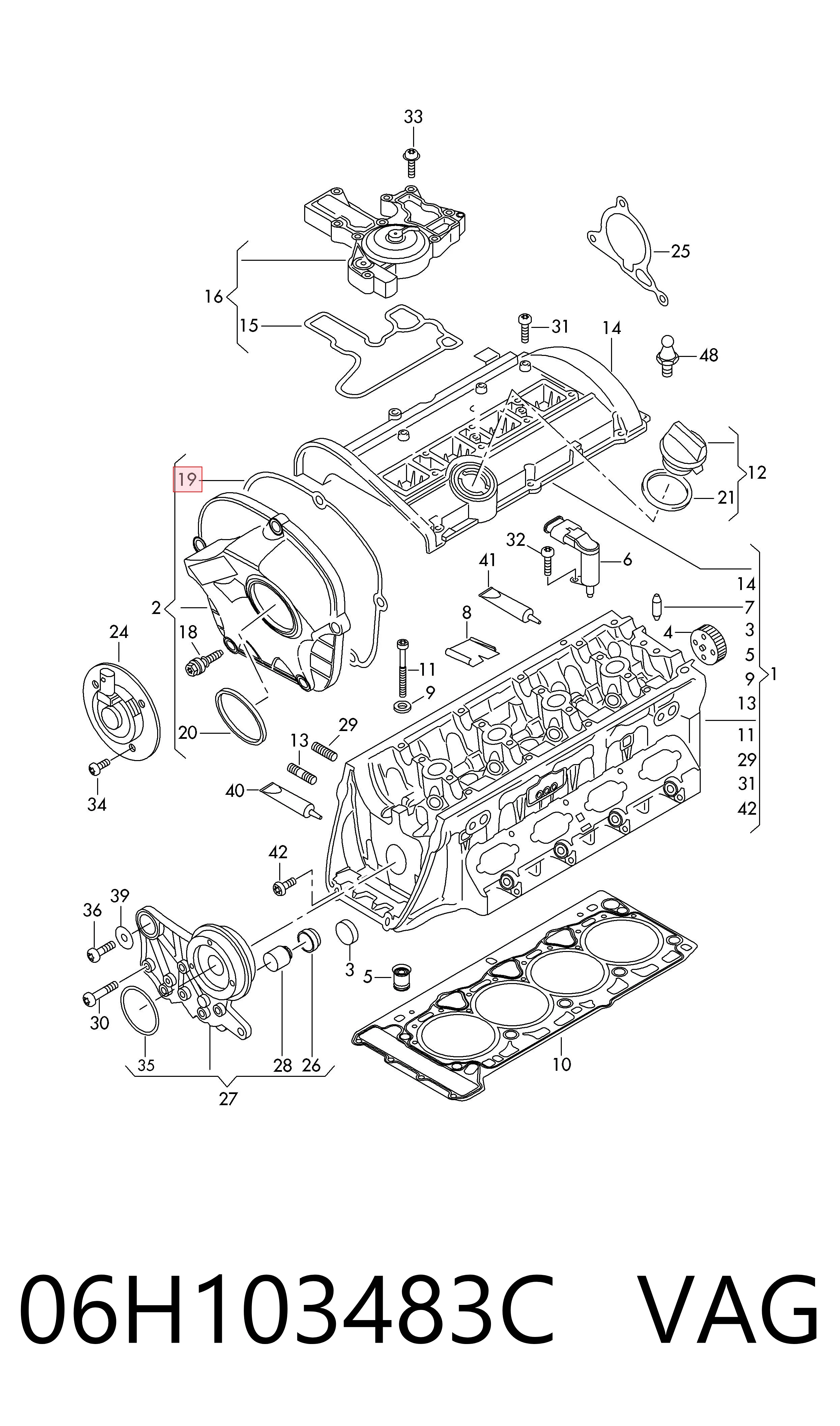 Vedante superior de tampa dianteira de motor para Volkswagen Golf V 1K1