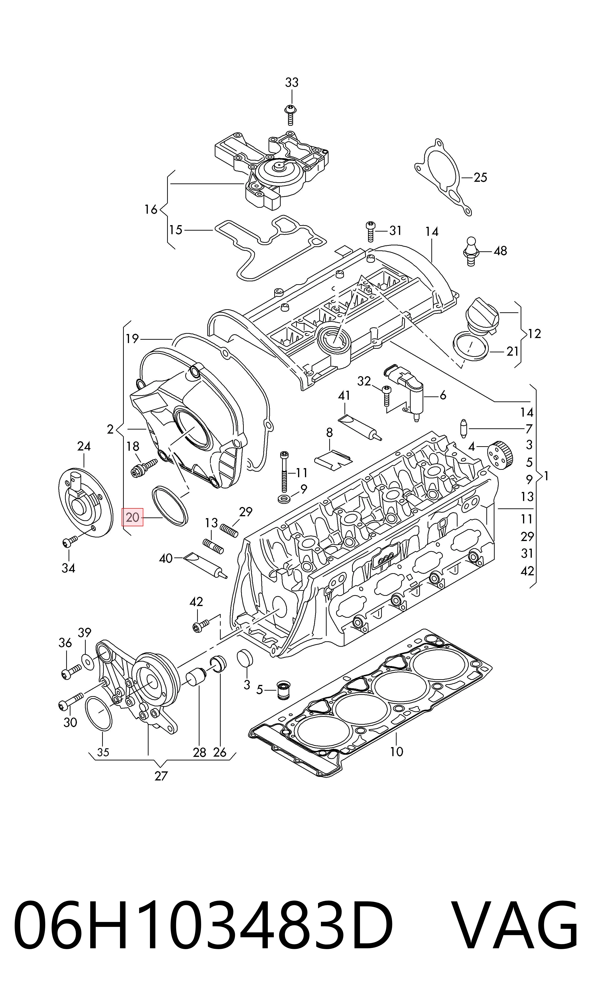 Vedante de tampa dianteira de motor VAG 06H103483D preço, a partir de 9,93 USD