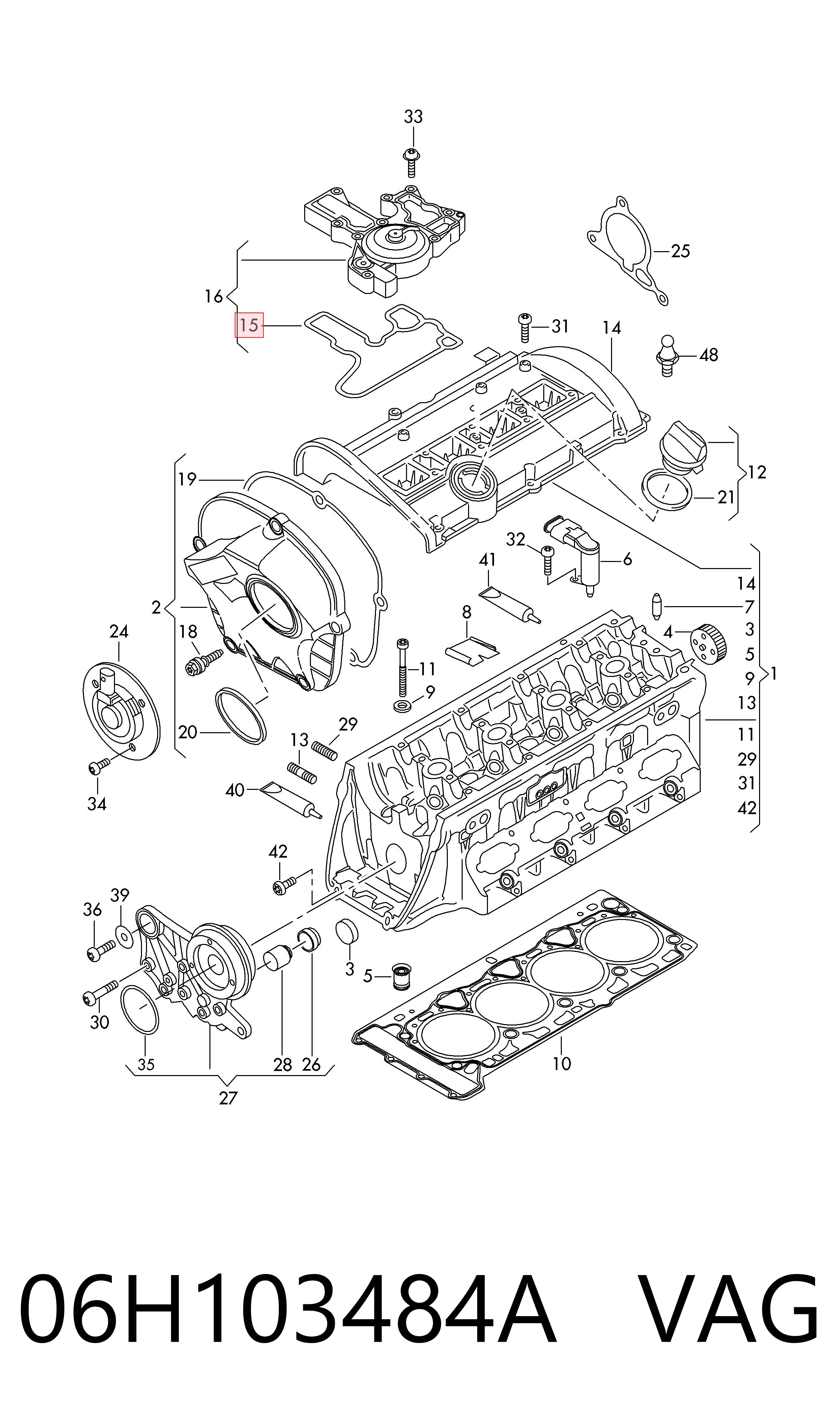 Vedante de tampa de válvulas de motor VAG 06H103484A preço, a partir de 18,88 USD