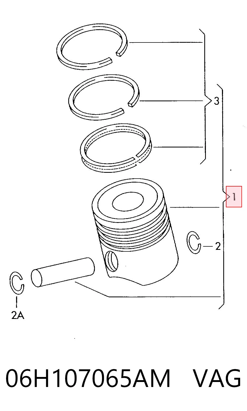 Pistão do kit para 1 cilindro, STD VAG 06H107065AM preço, a partir de 114,07 USD