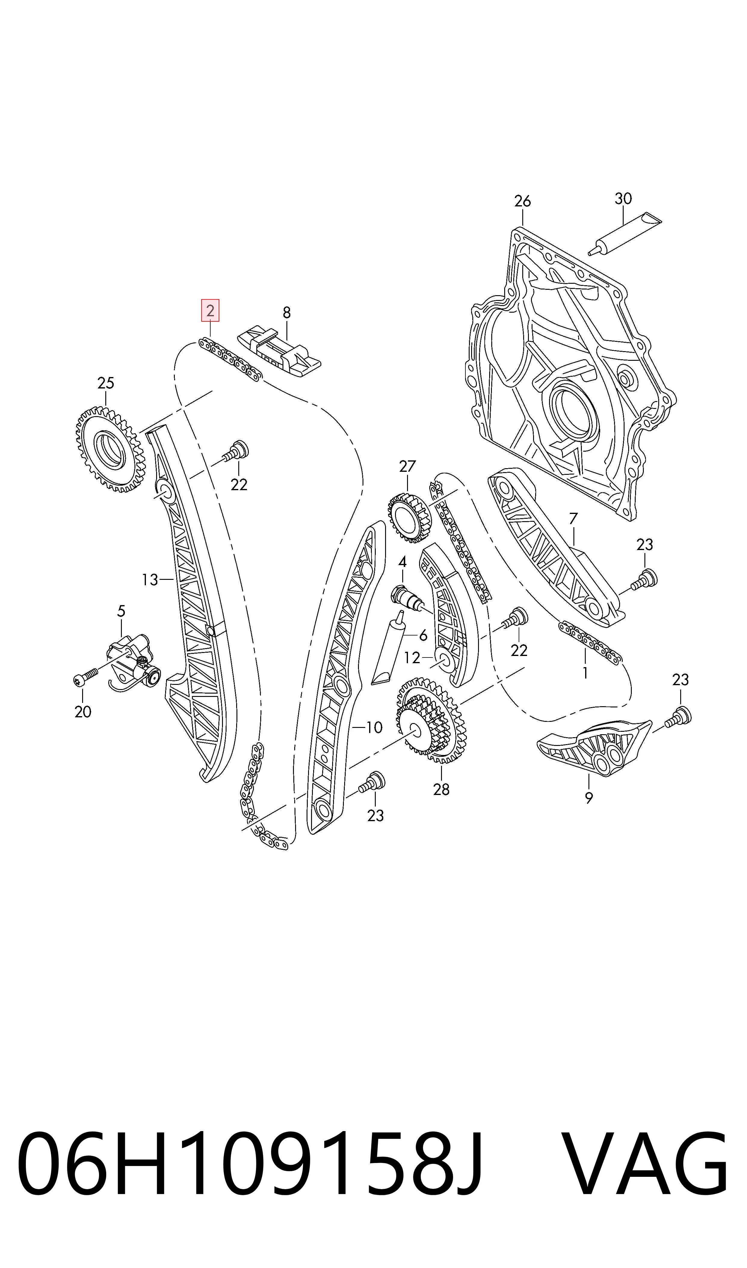 Cadeia do mecanismo de distribuição de gás para Audi A4 B8 8K2