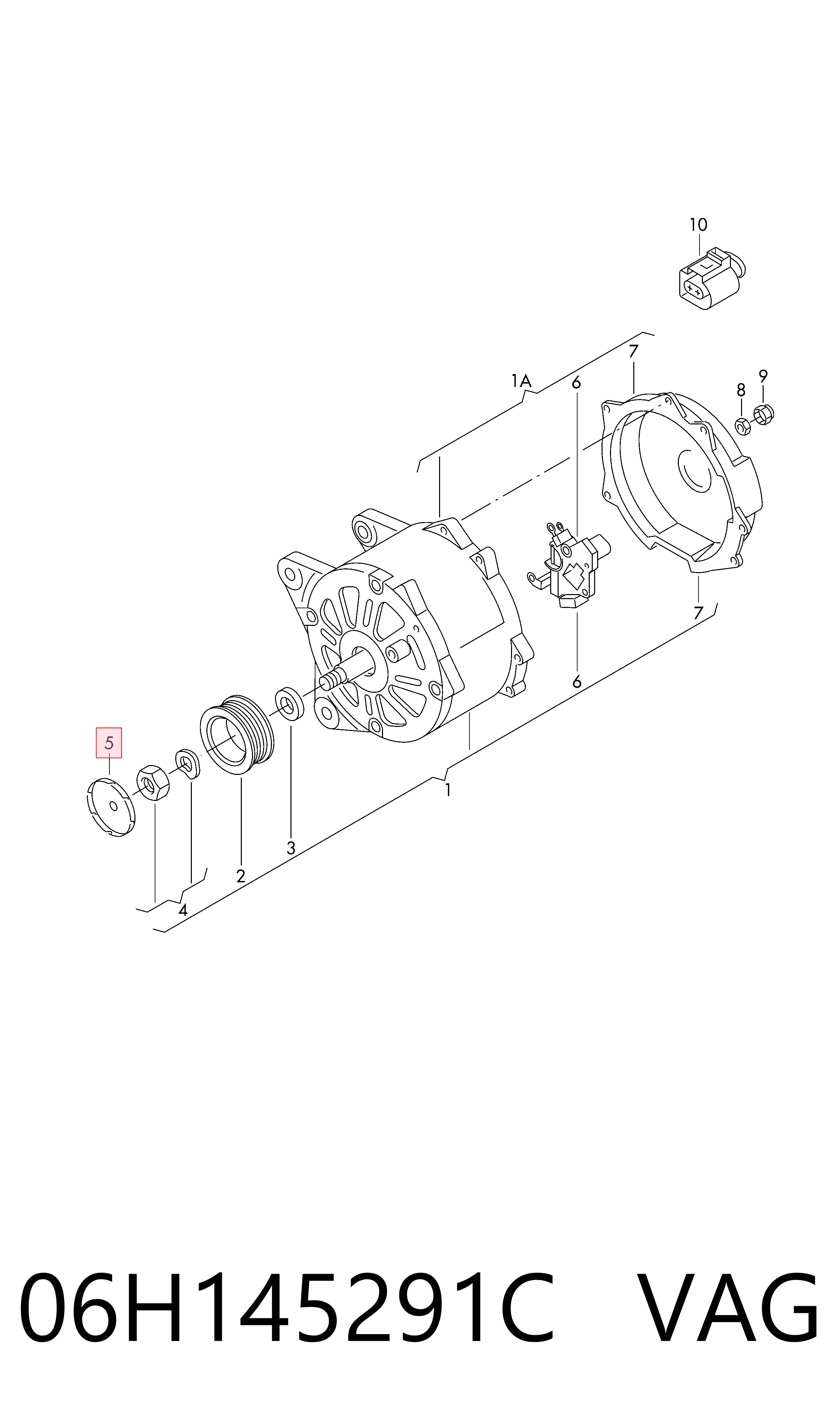 Polia do gerador para Volkswagen Jetta BU3, BU4
