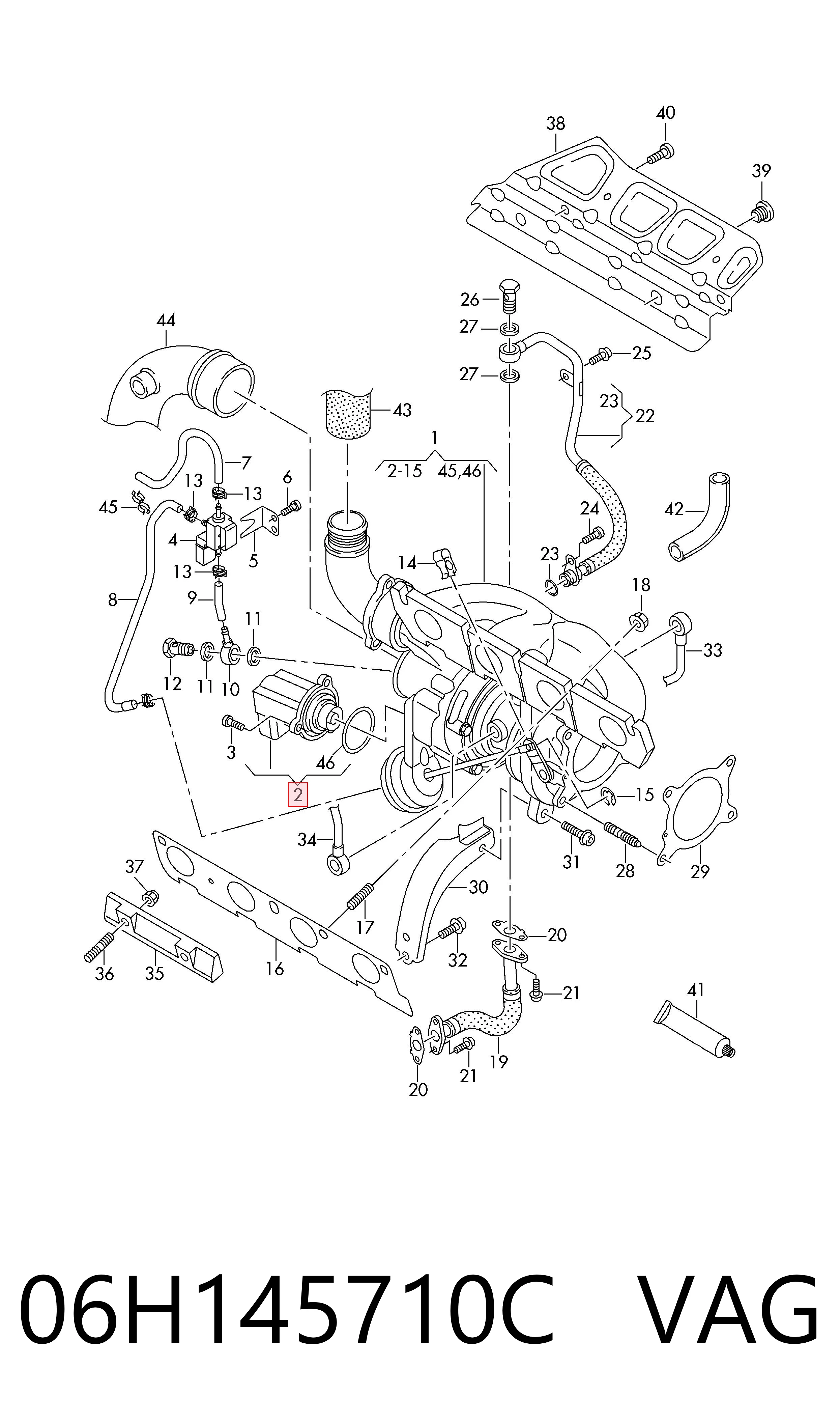 06H145710C VAG Válvula de recirculação de ar supercompressão de turbina