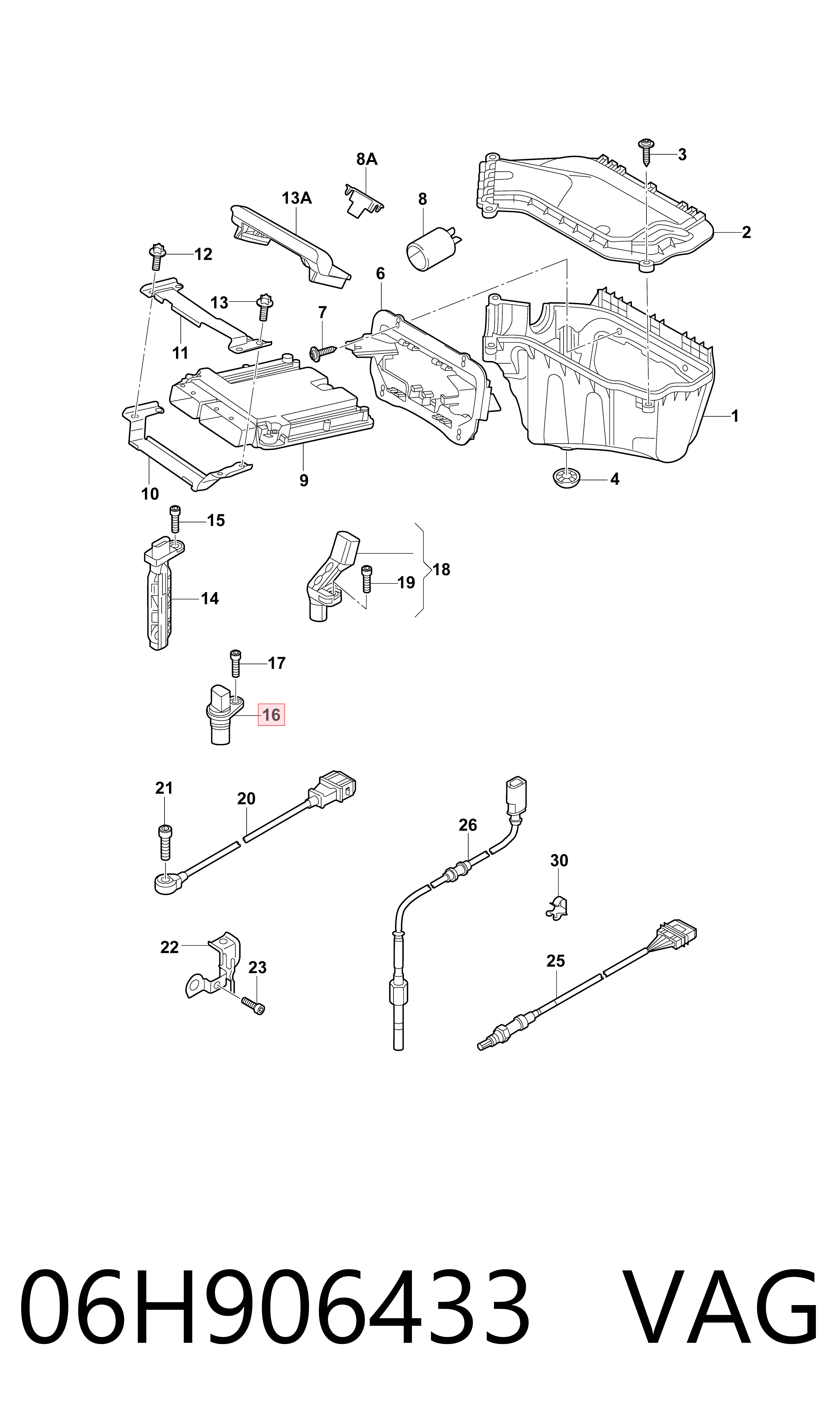 06H906433 VAG Sensor de posição (de revoluções) de cambota