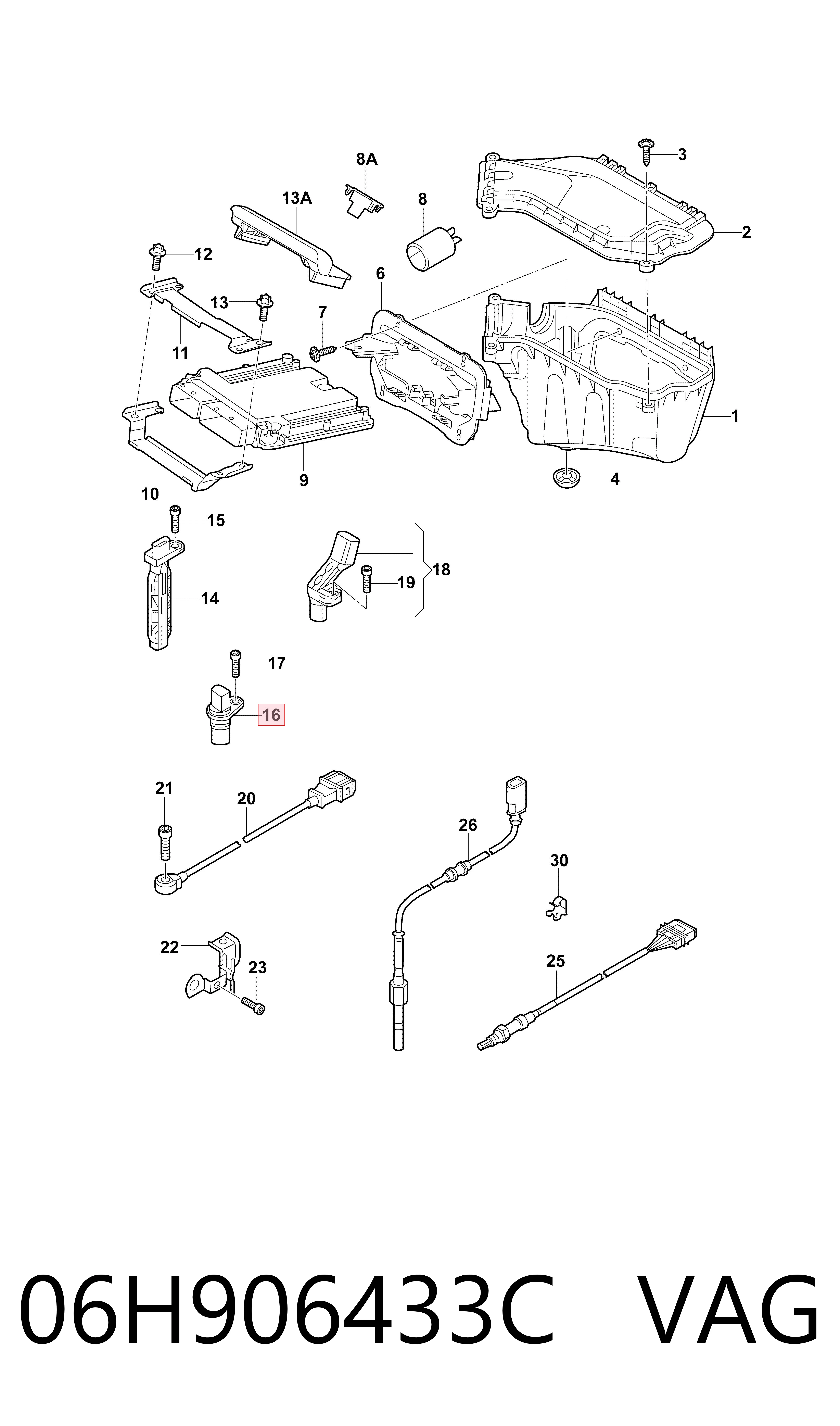 06H906433C VAG Sensor de posição (de revoluções) de cambota