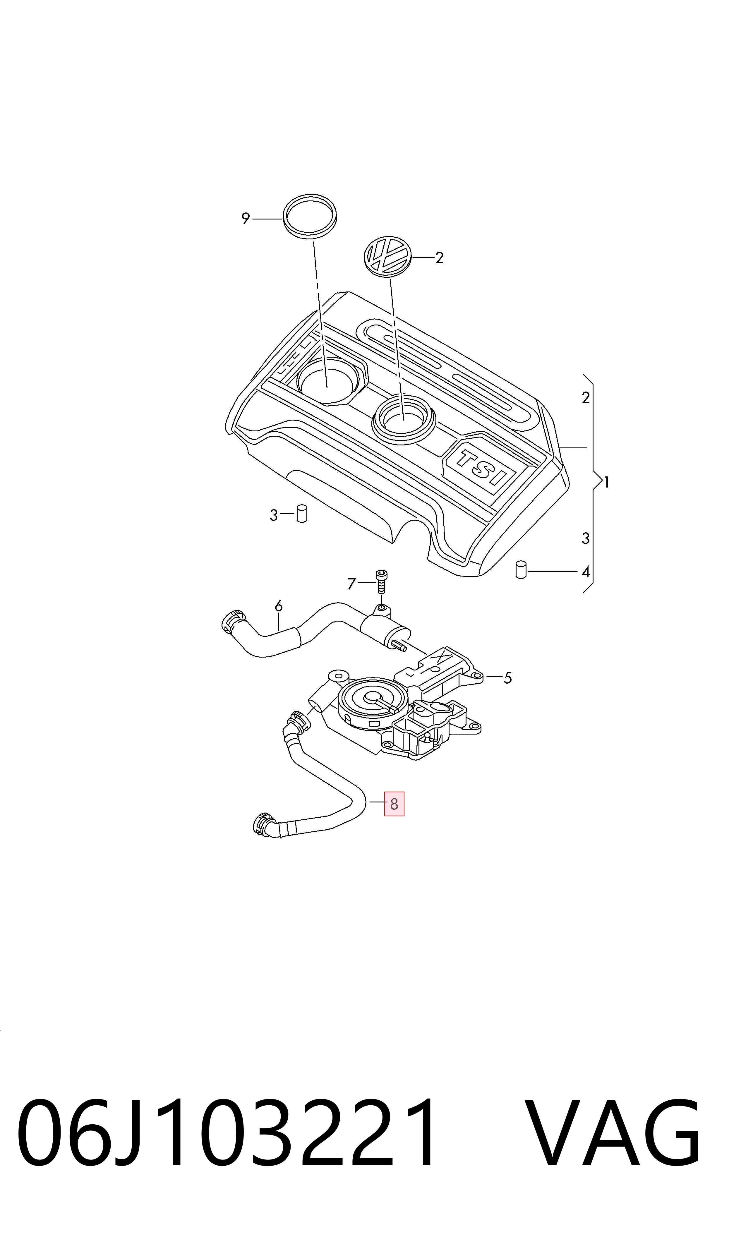 06J103221 VAG Cano derivado do sistema de recirculação dos gases de escape EGR