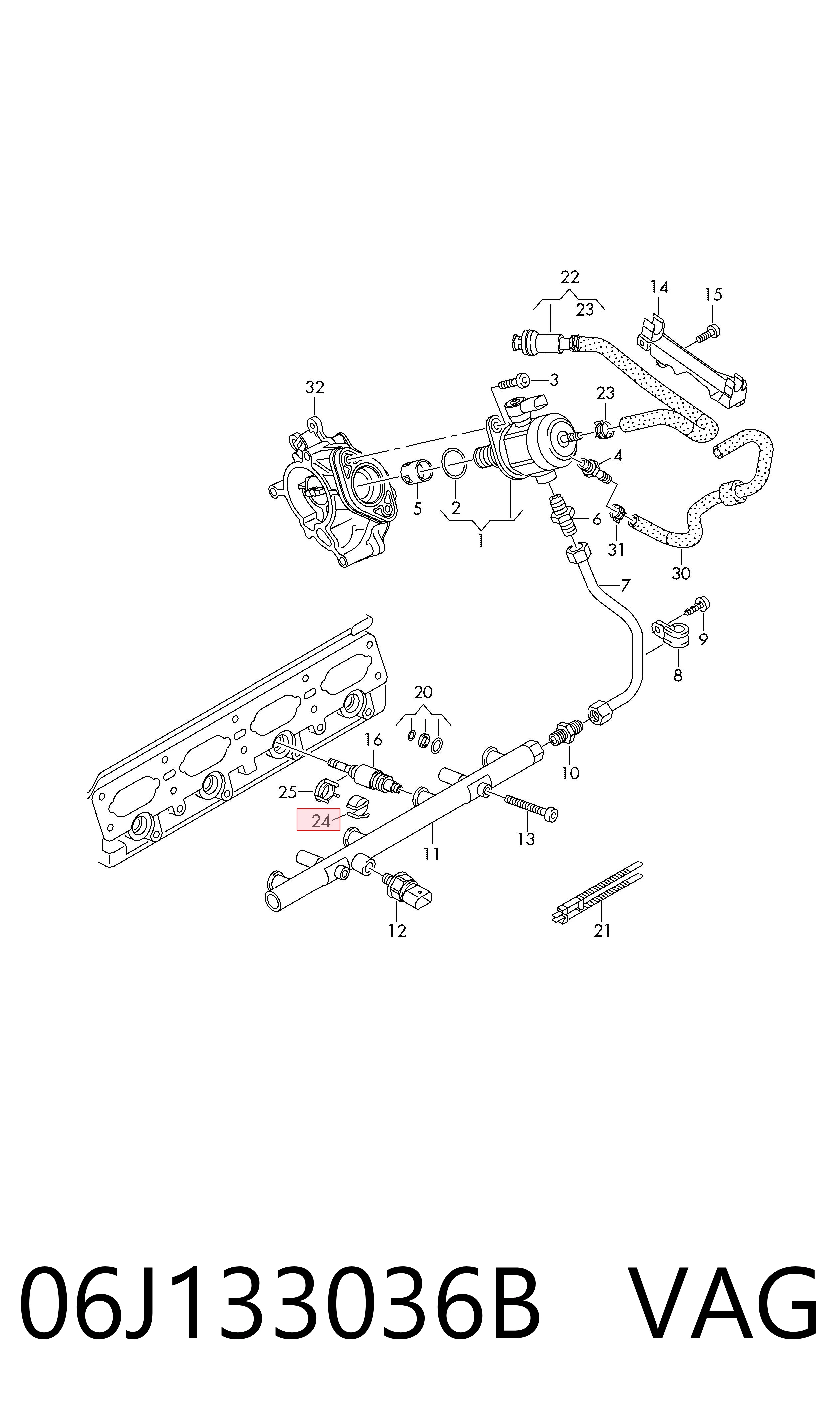 Compre 06J133036B VAG Consola de fixação do injetor