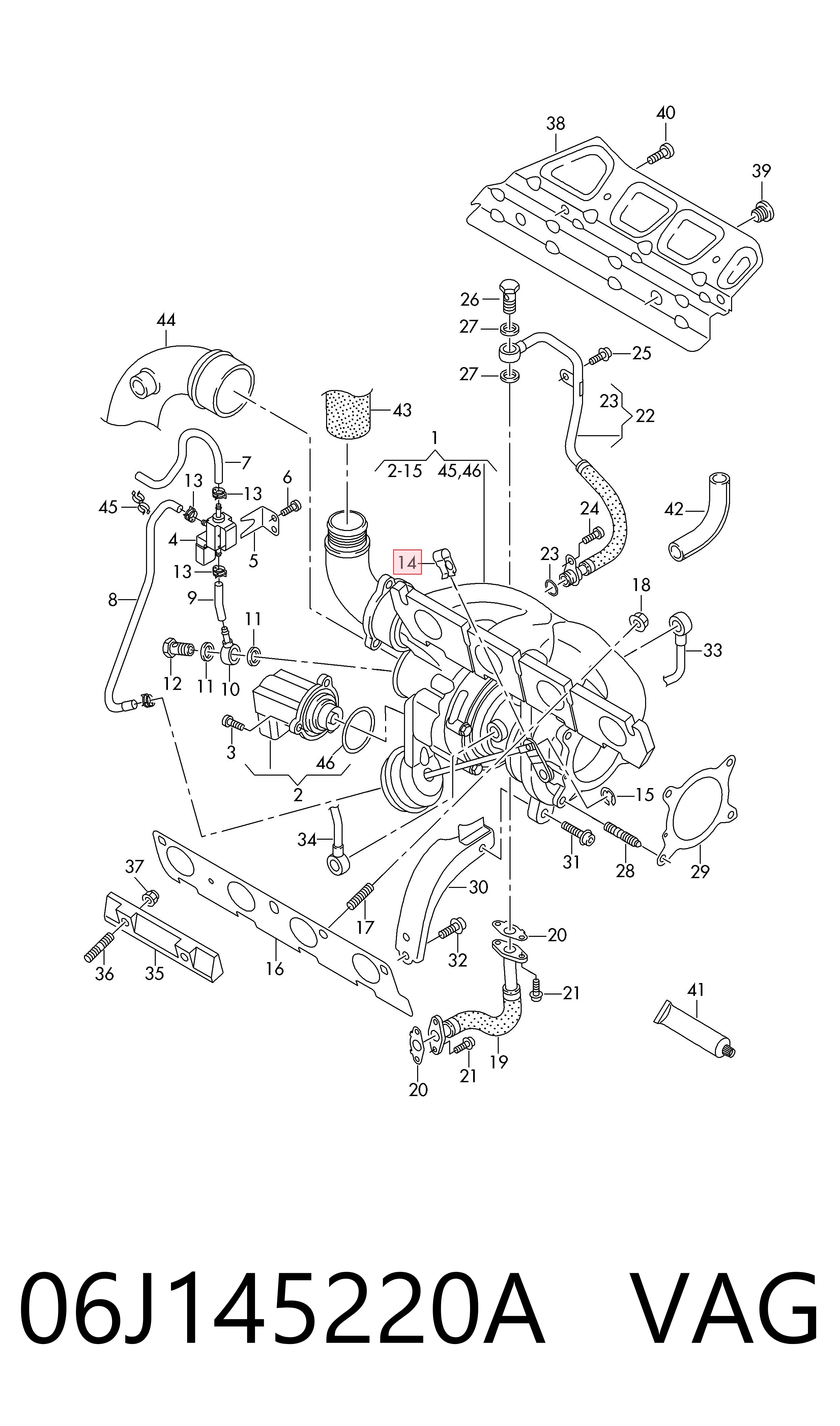 06J145220A VAG Braçadeira de retenção da haste do atuador de turbina