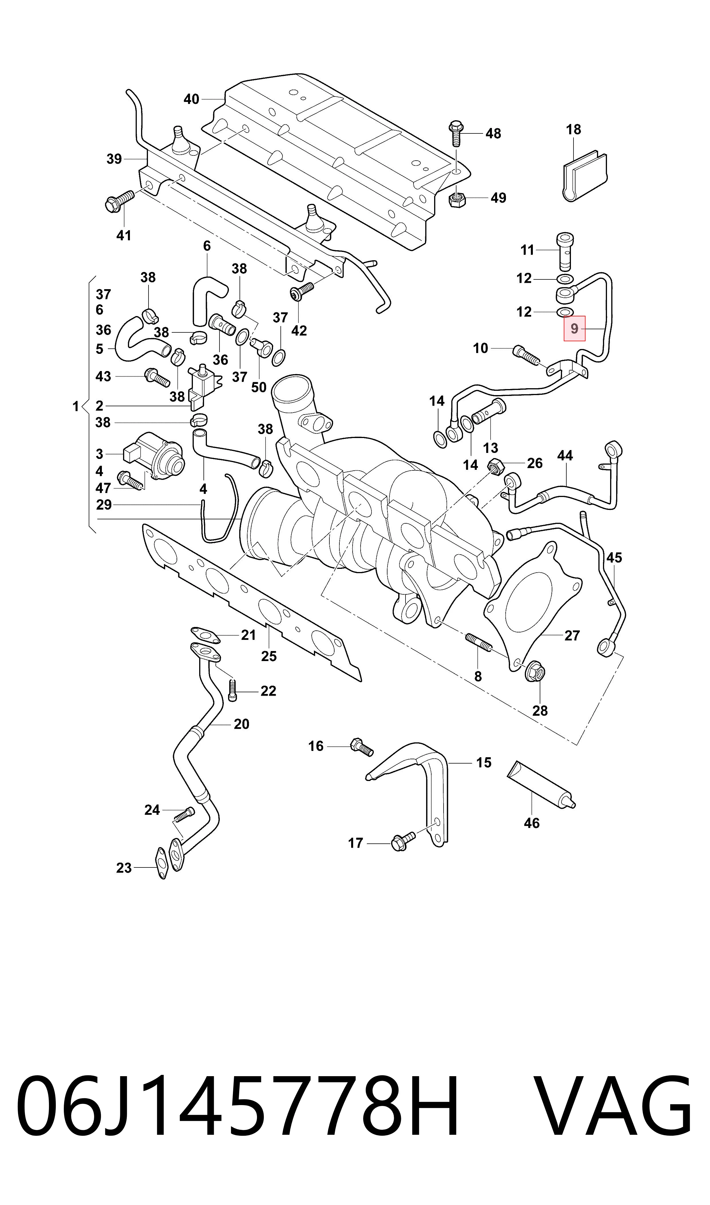 Tubo (mangueira) de fornecimento de óleo de turbina VAG 06J145778H preço, a partir de 84,68 USD