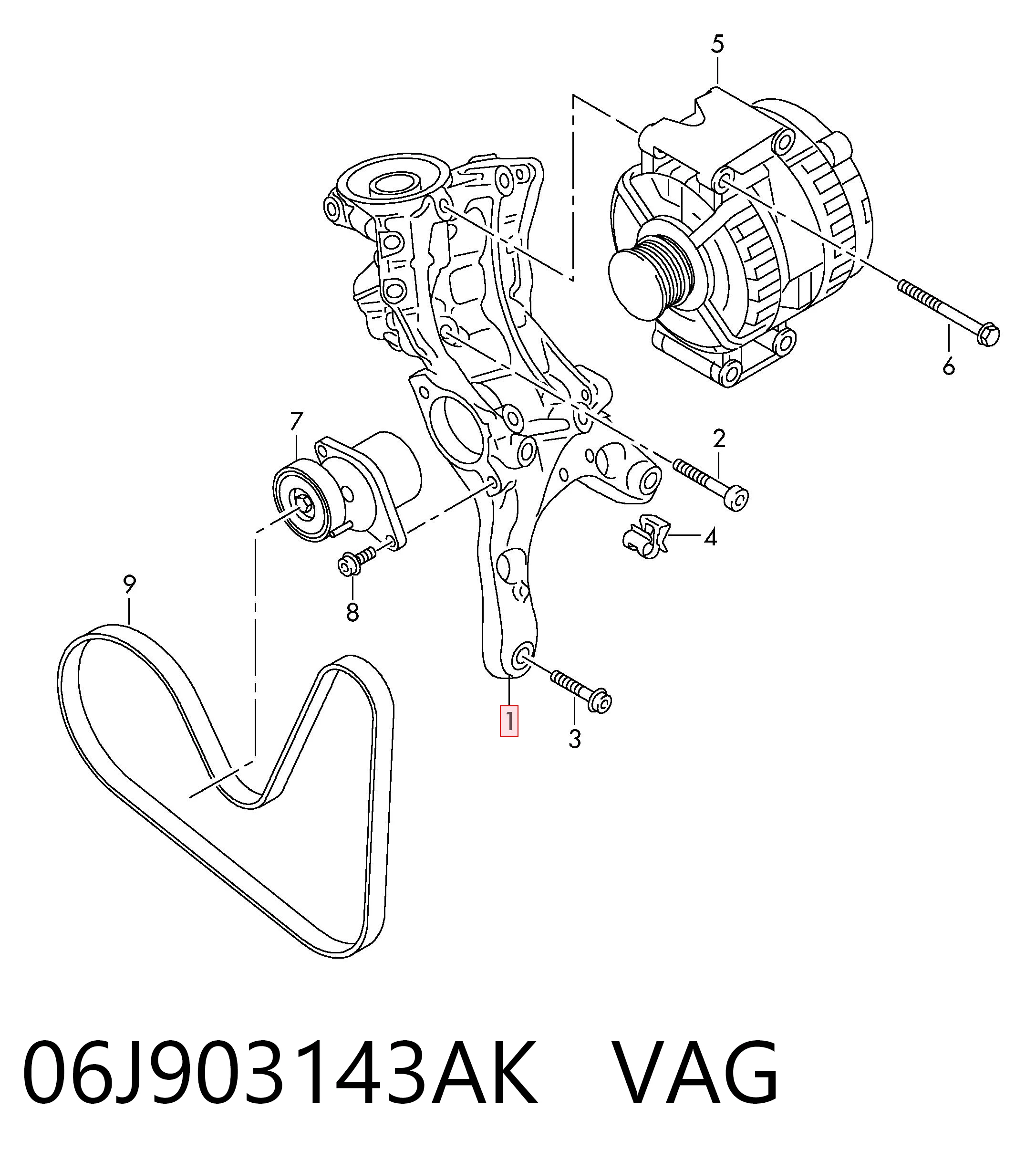 06J903143AK VAG Consola do gerador