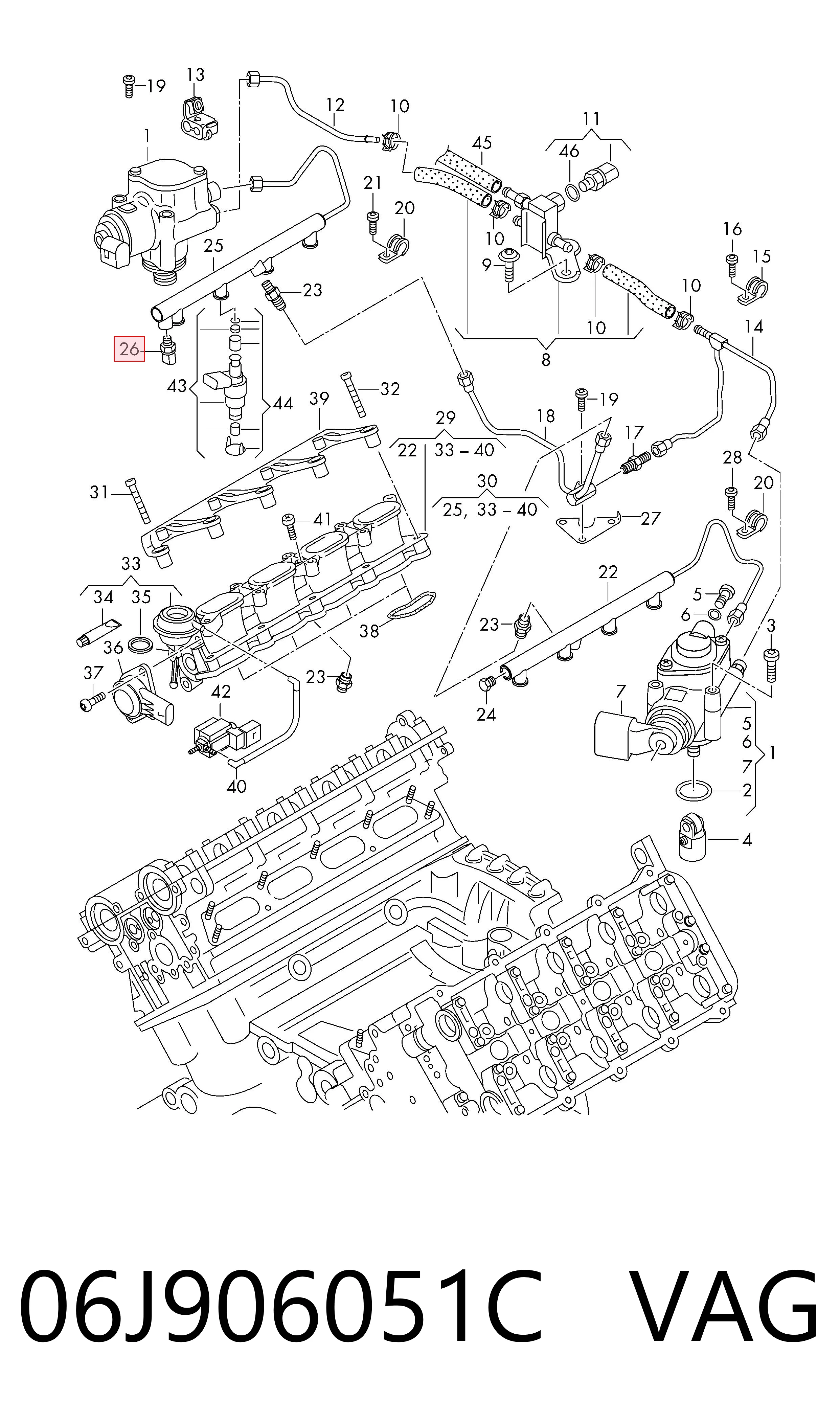 06J906051C VAG Sensor de pressão de combustível