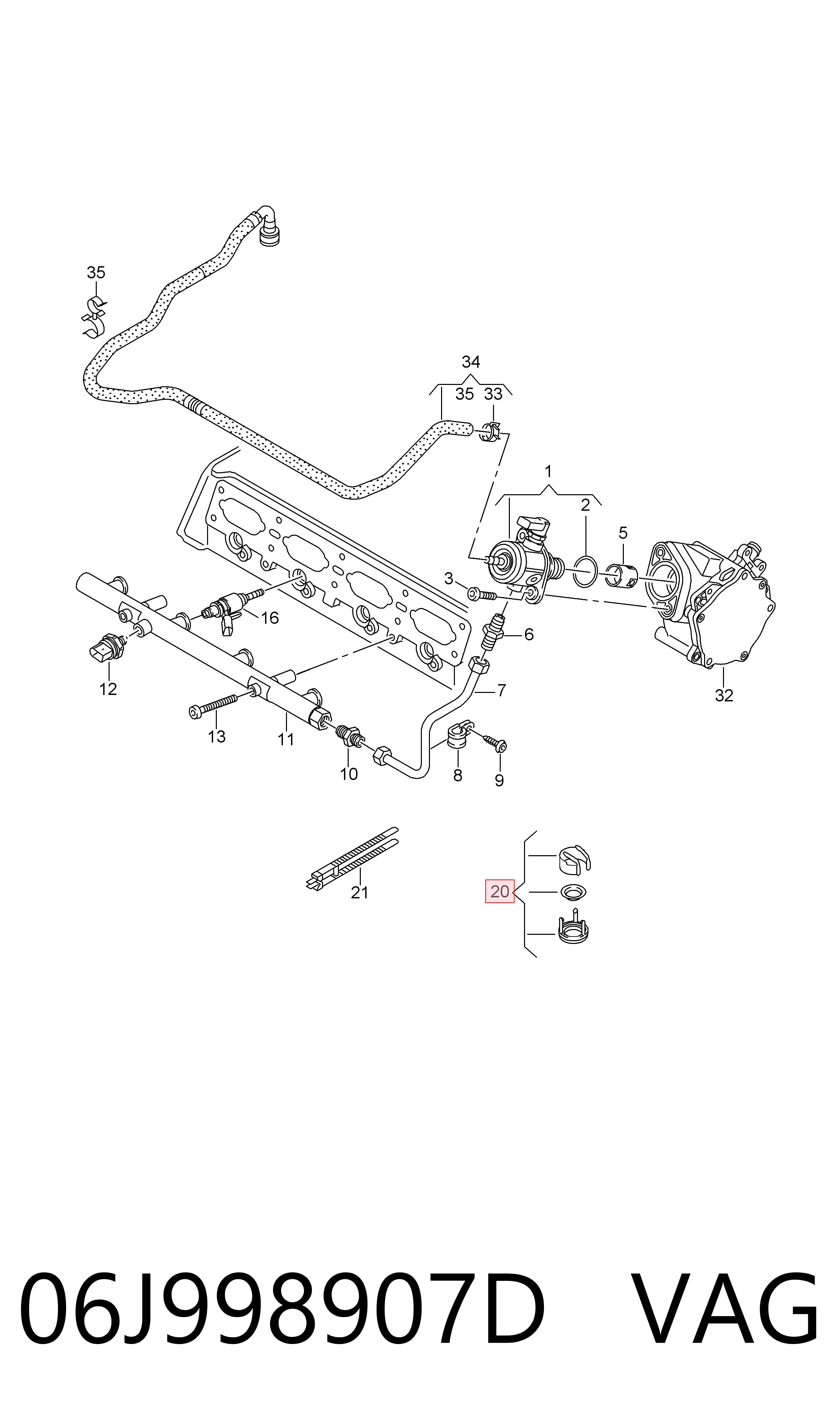 06J998907D VAG Kit de reparação do injetor