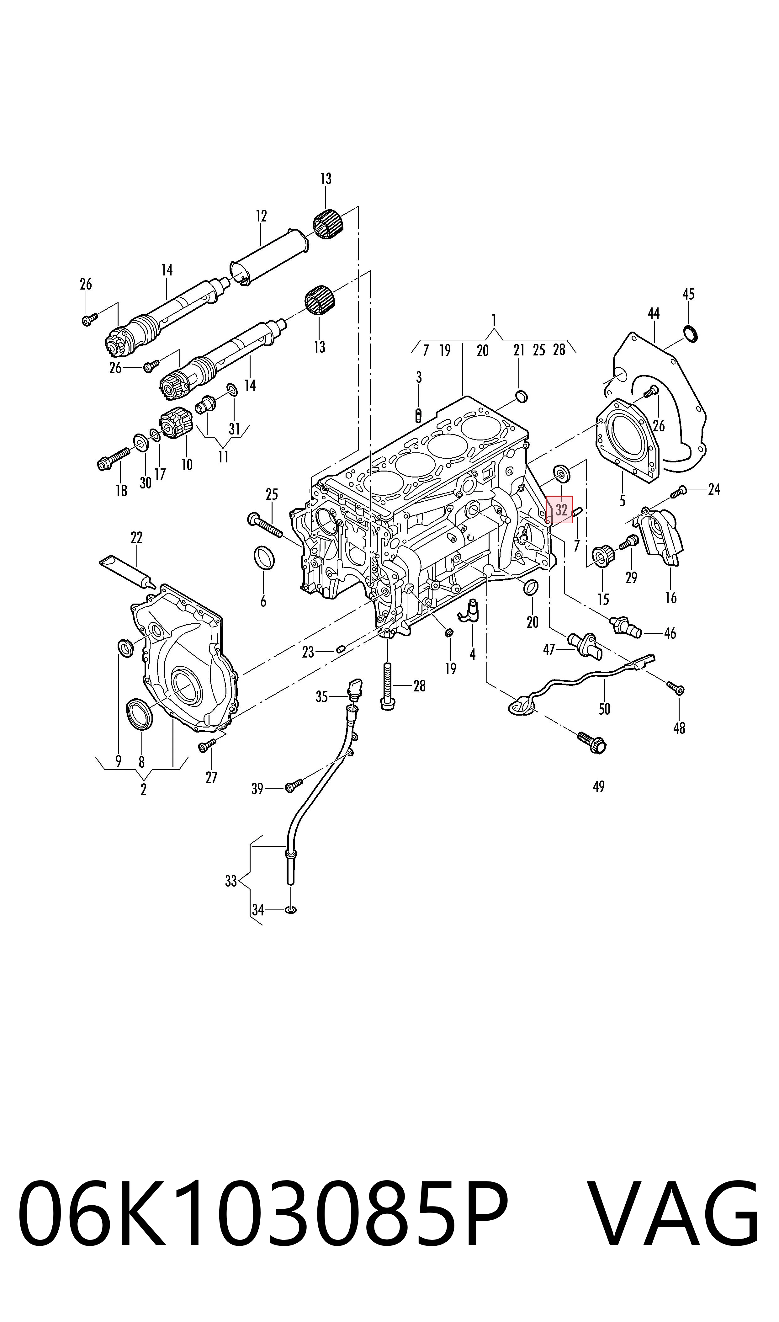 Compre 06K103085P VAG Vedação traseira de cambota de motor