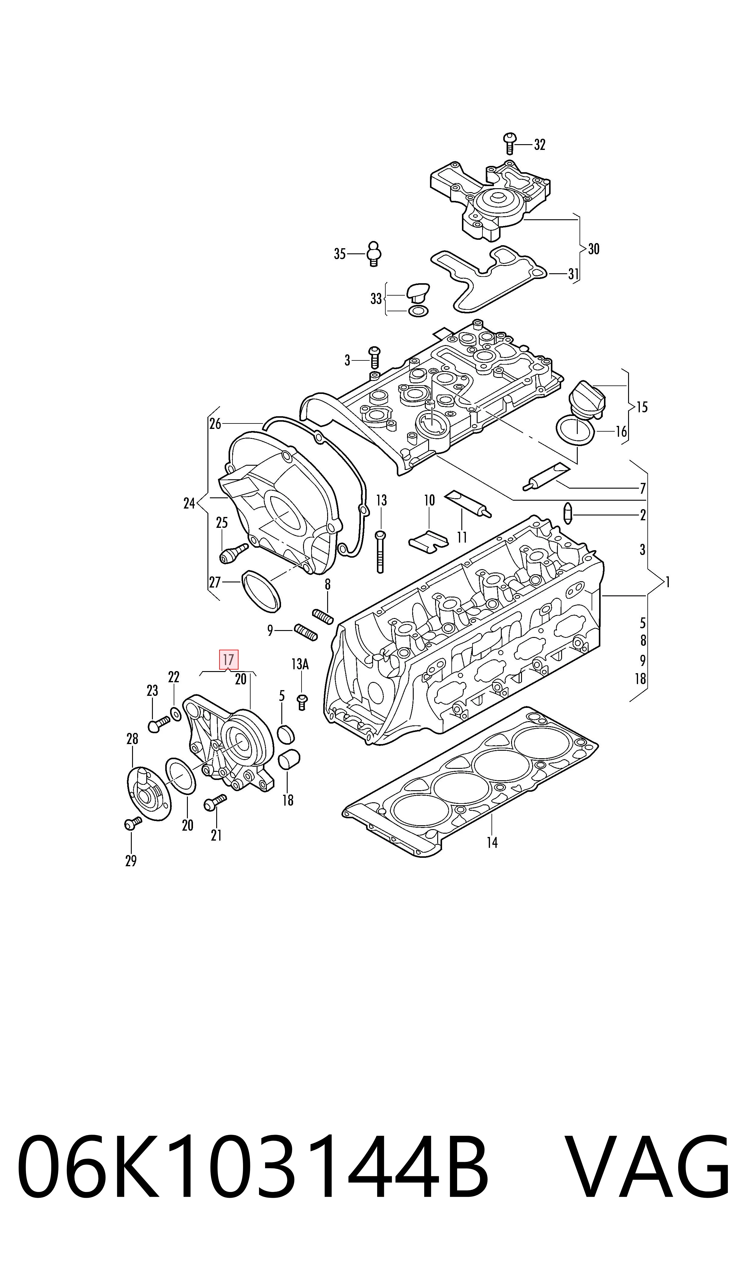06K103144B VAG Tampa de motor dianteira