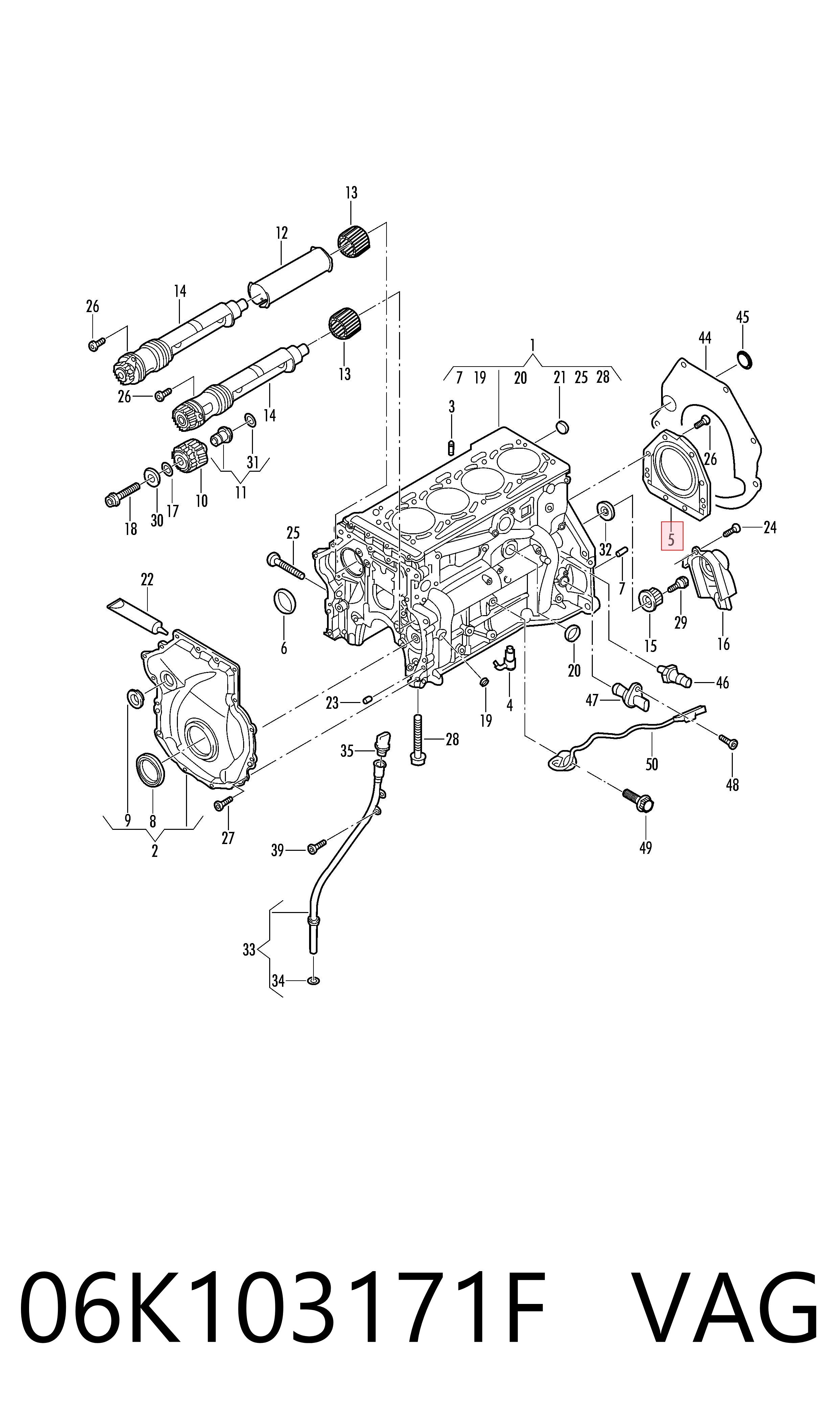 06K103171F VAG Vedação traseira de cambota de motor