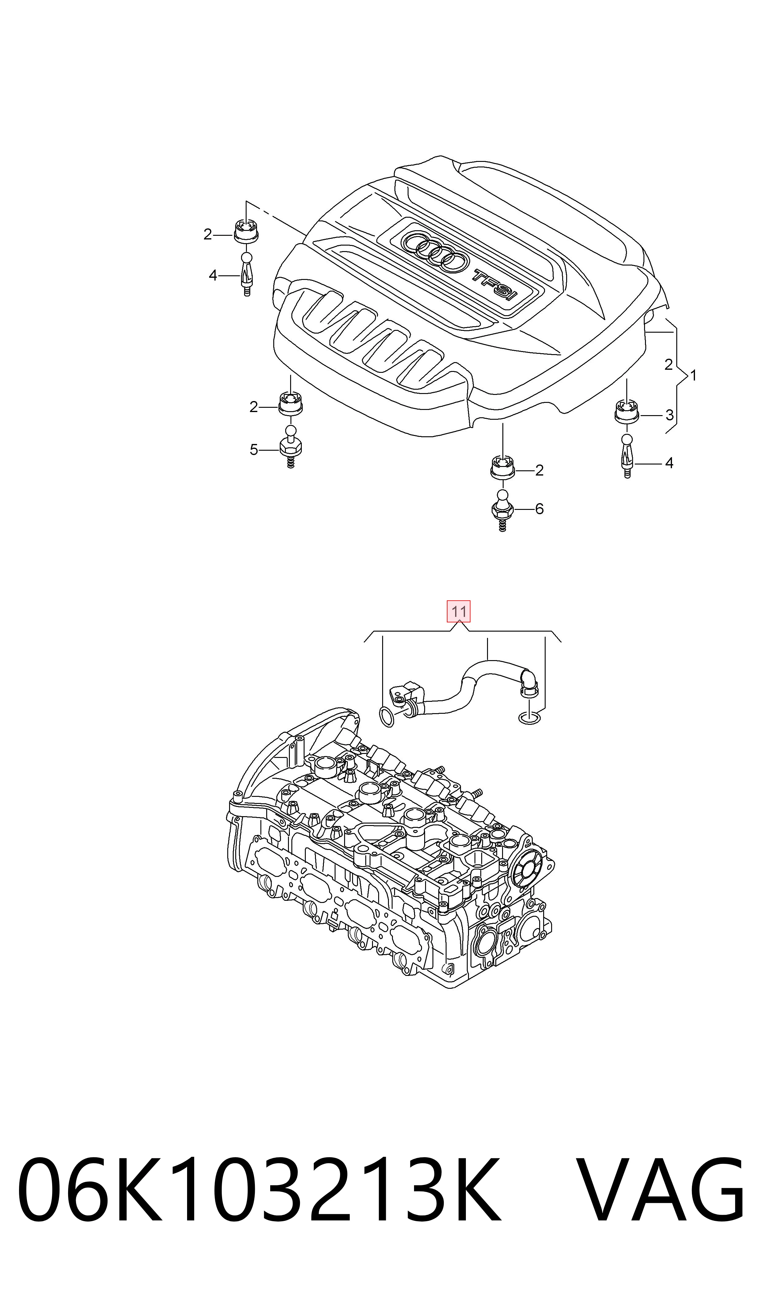 Compre 06K103213K VAG Cano derivado de ventilação de cárter (de separador de óleo)