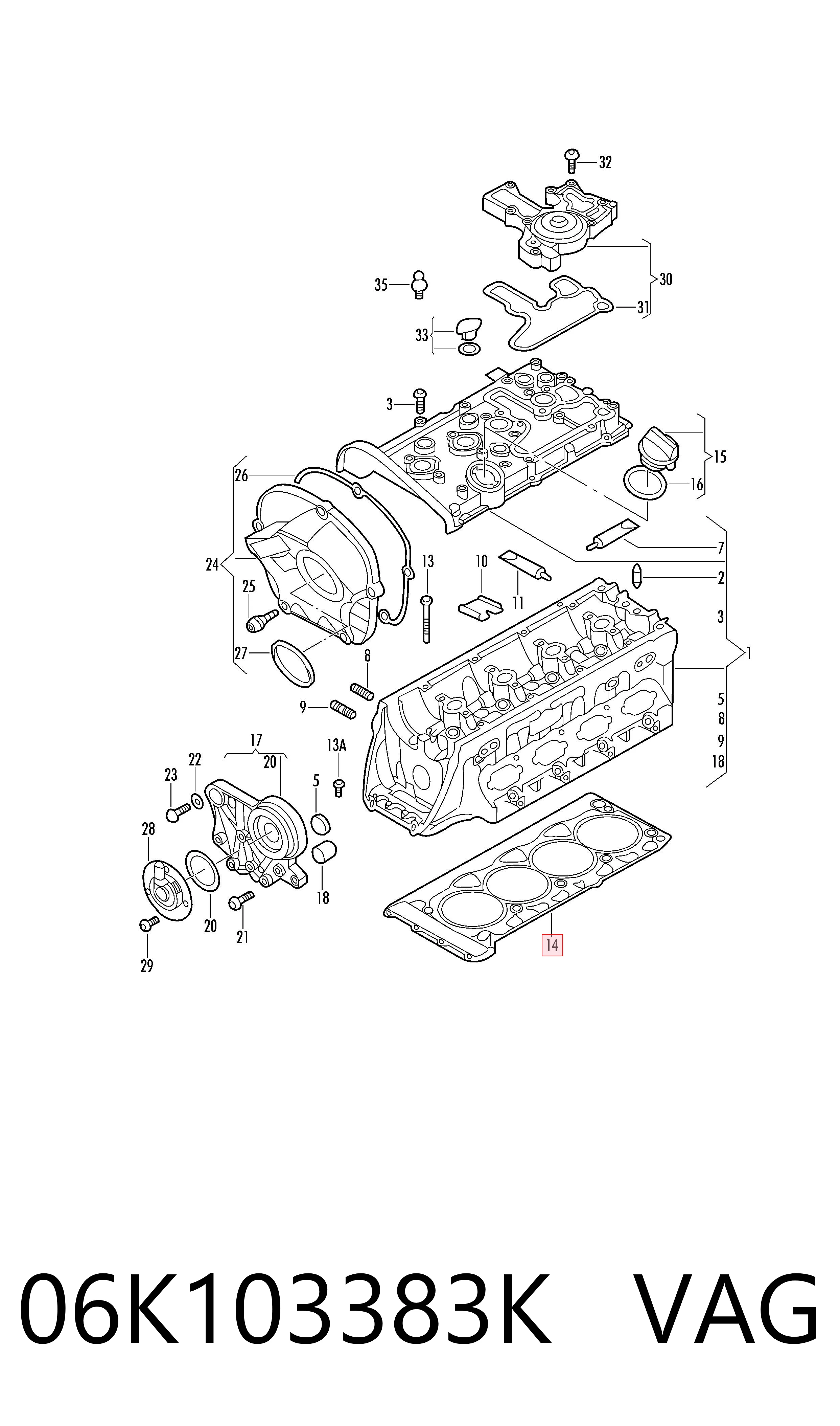 Compre 06K103383K VAG Vedante de cabeça de motor (CBC)