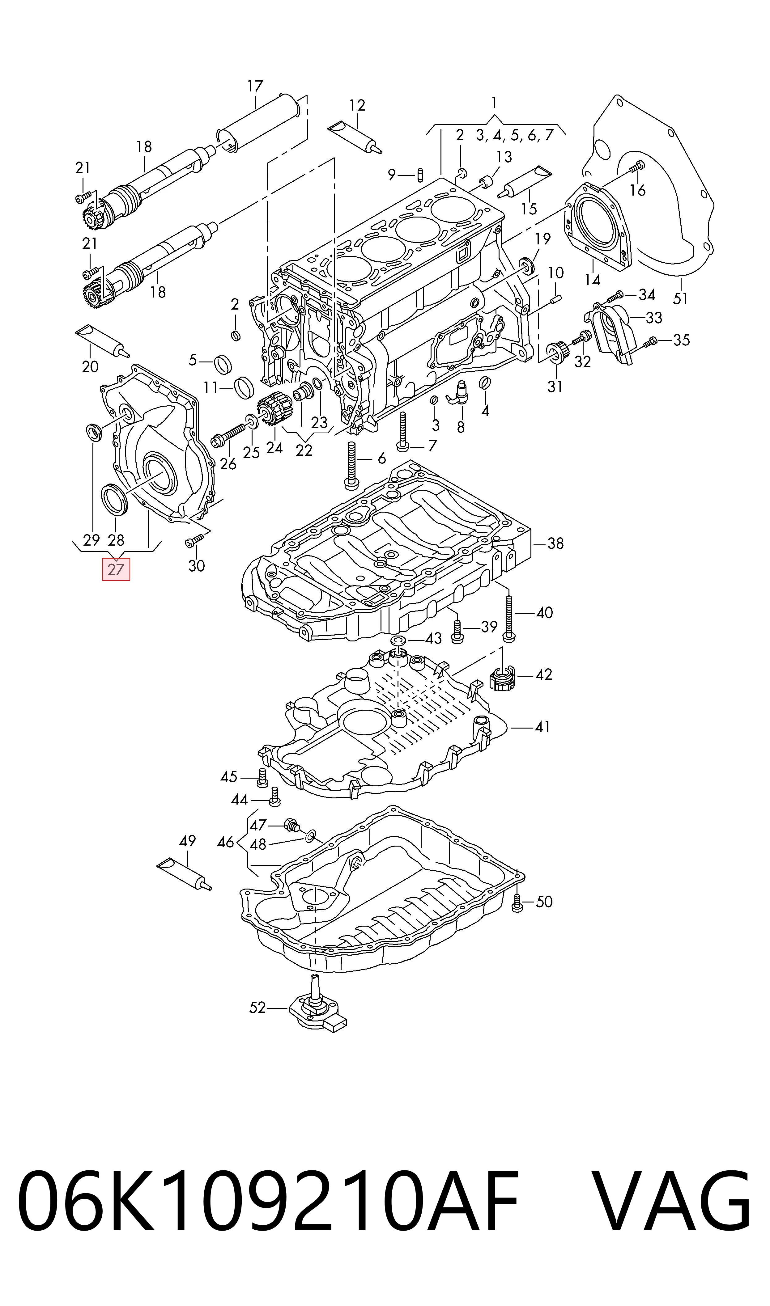 06K109210AF VAG Tampa de motor dianteira