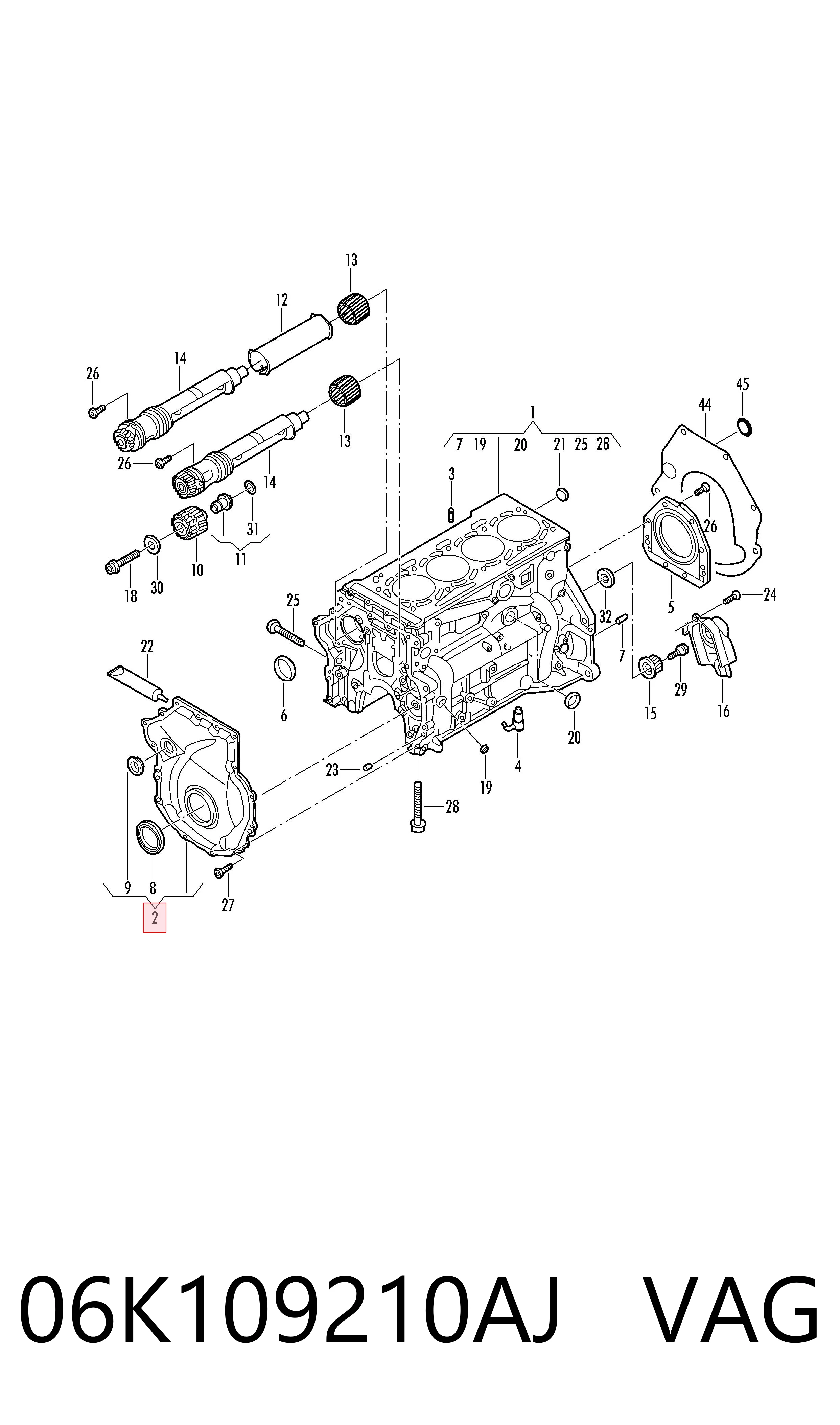 06K109210AJ VAG Tampa de motor dianteira