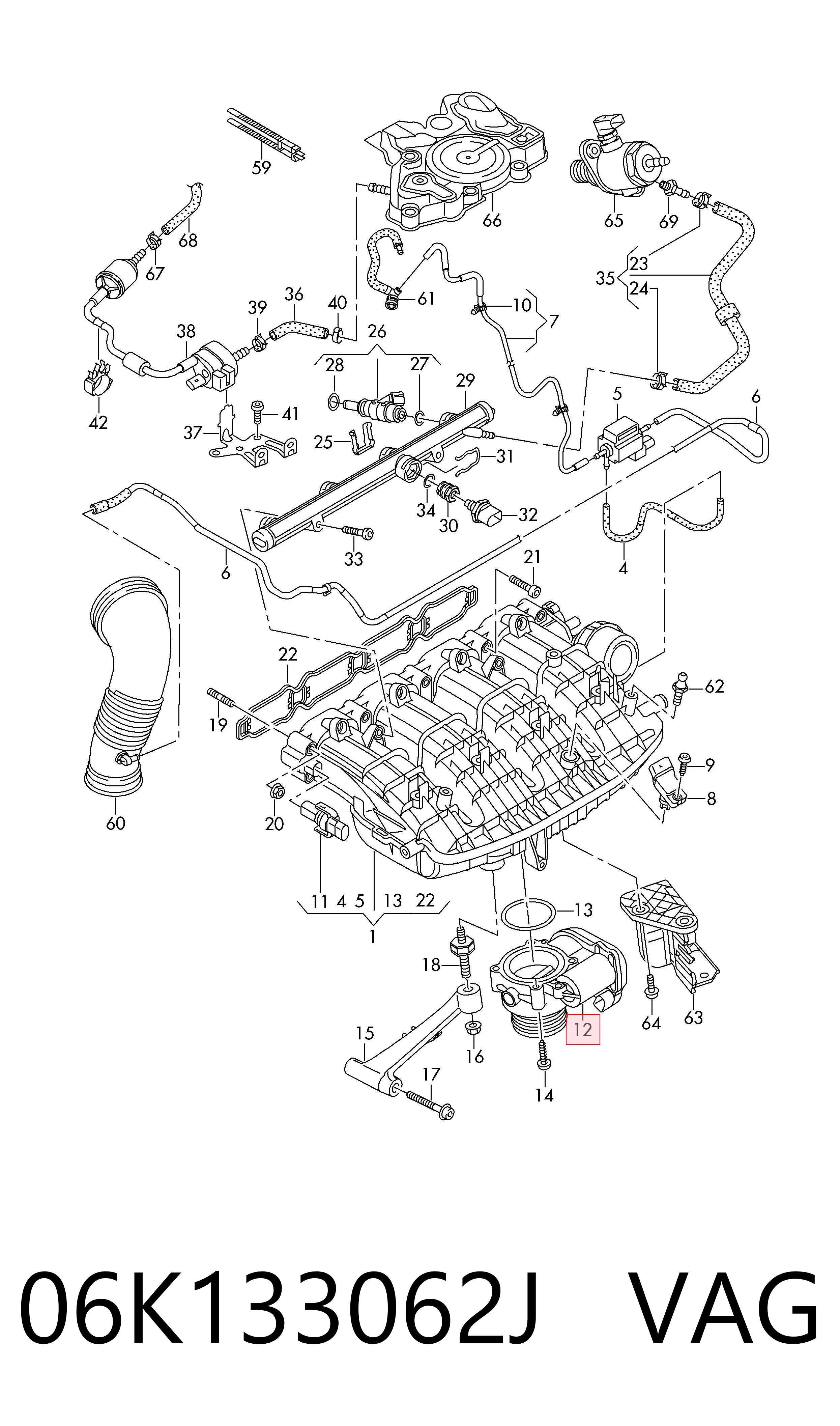 Válvula de borboleta montada Audi Q7 SUV (4MB, 4MG, 4MQ) (2015 - 2026) 