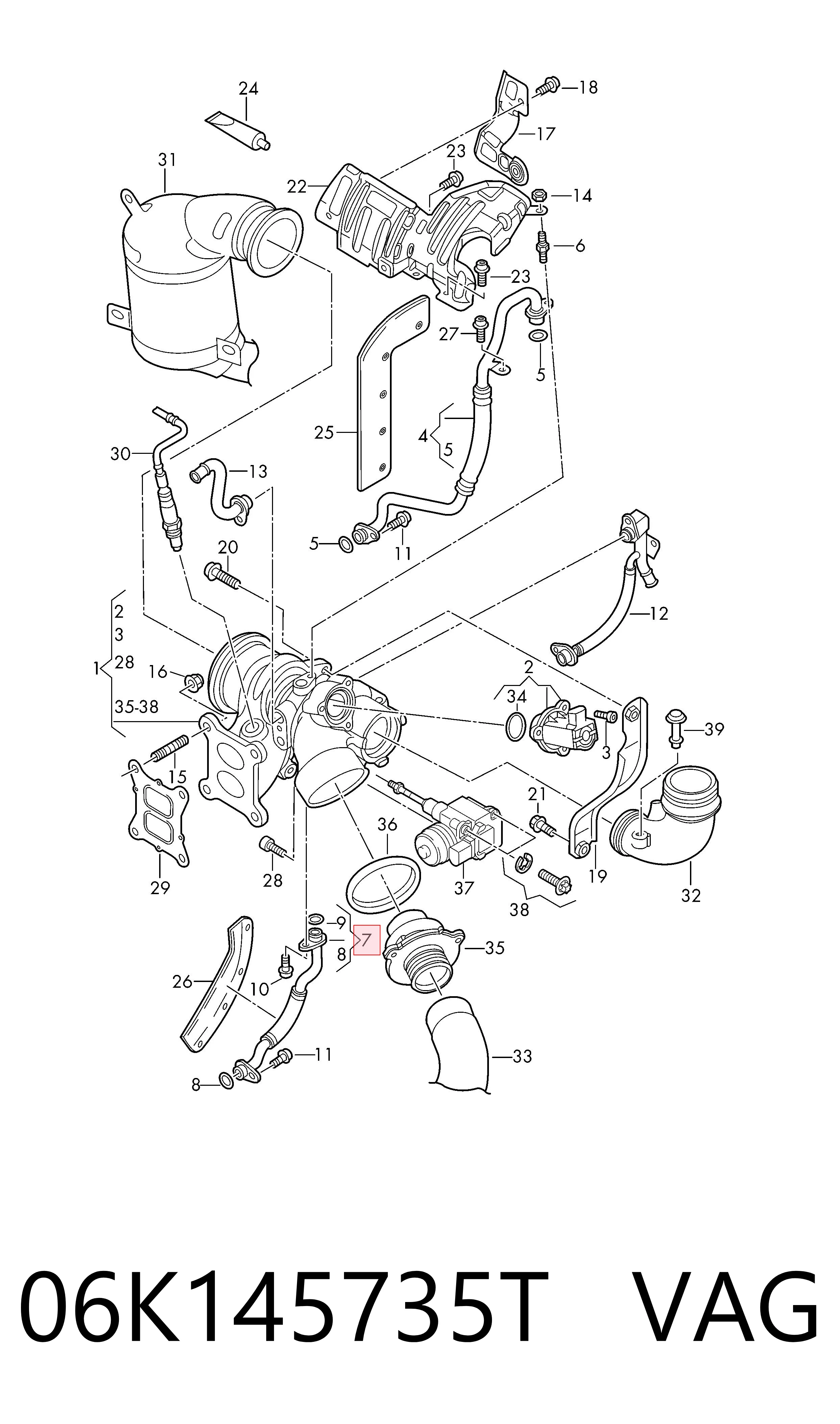 Compre 06K145735T VAG Tubo (mangueira) de derivação de óleo de turbina
