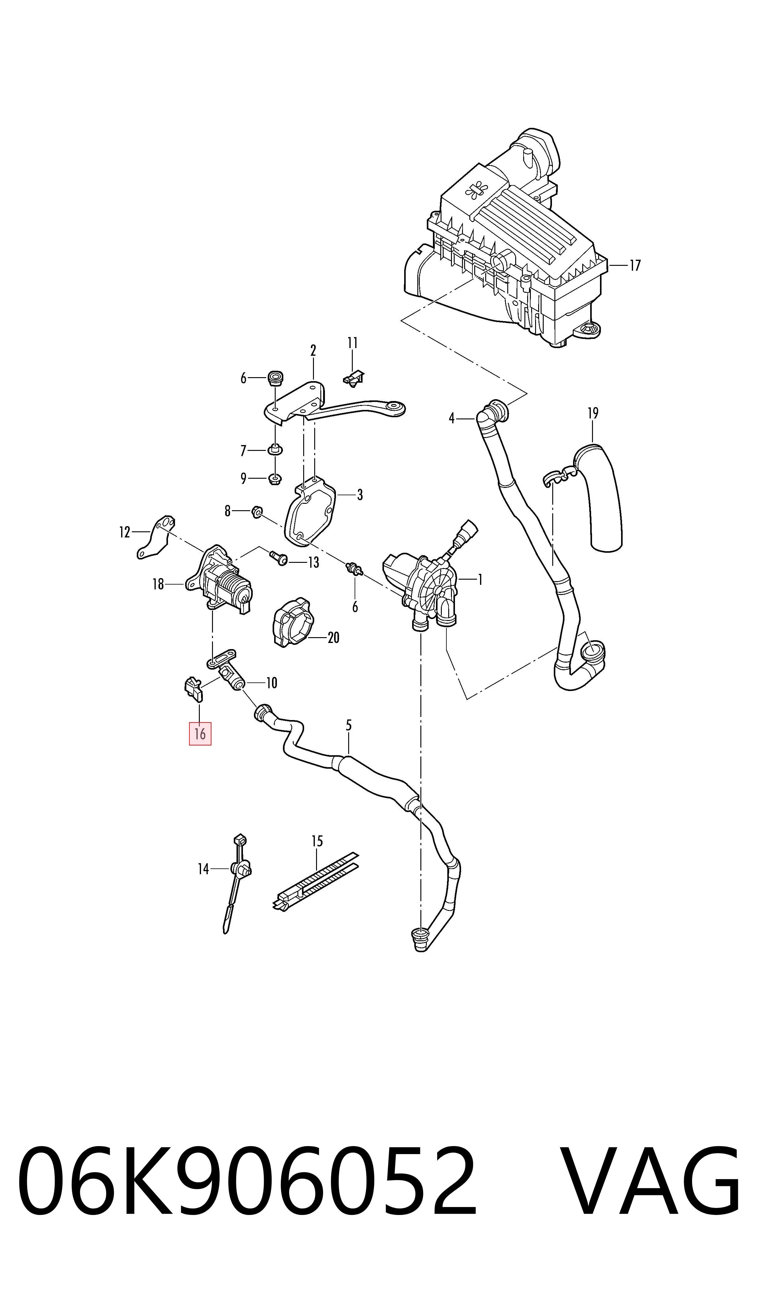 06K906052 VAG Sensor de pressão de tubo de ar secundário